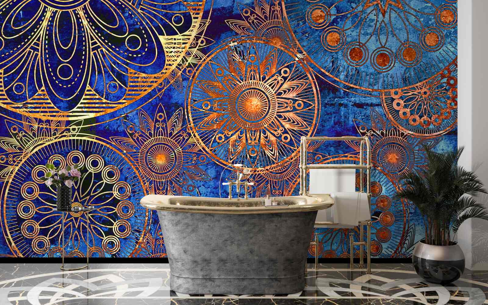 Fototapet diverse cercuri de aur ondulate