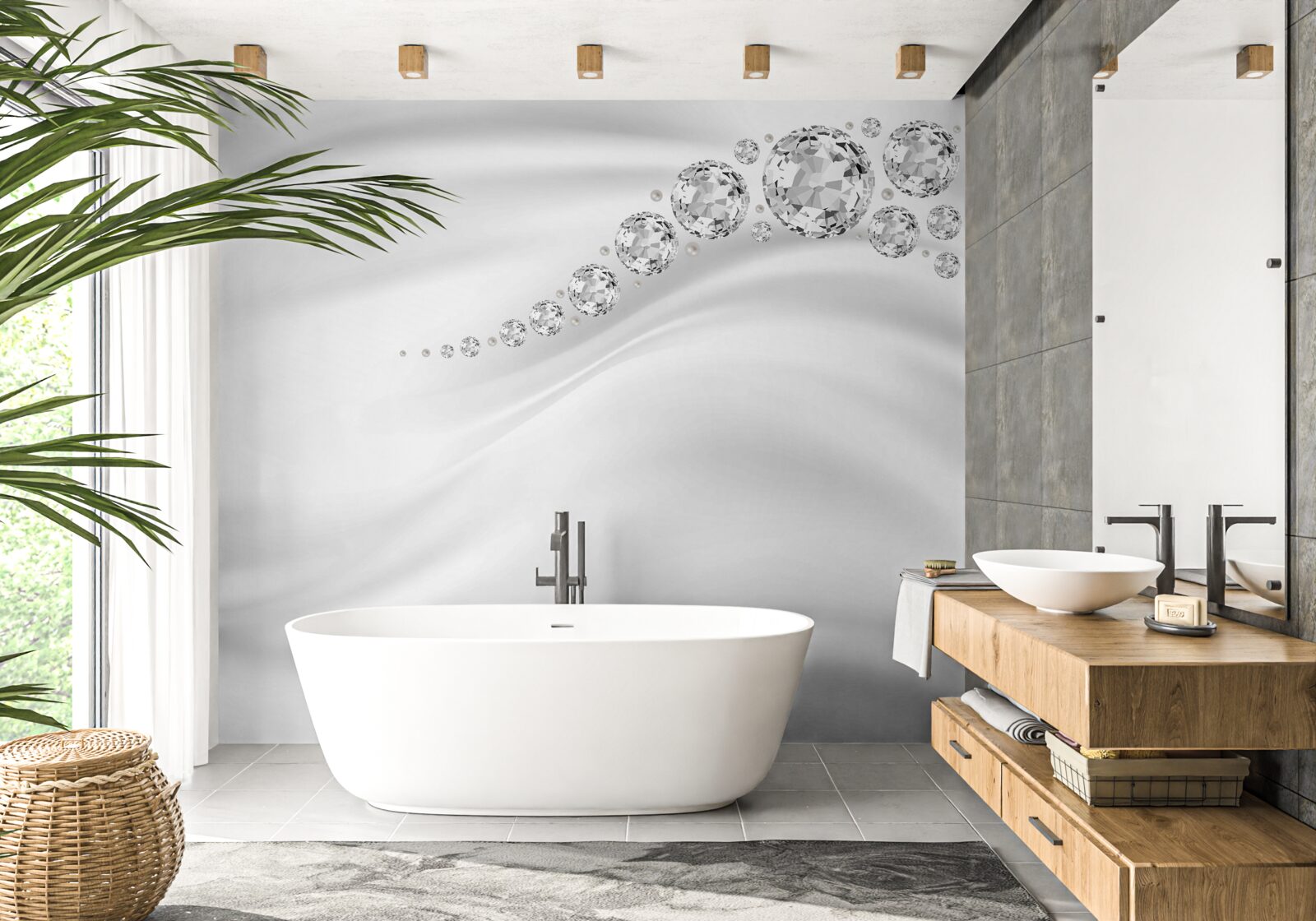 Fototapet valuri de zăpadă și minerale prețioase