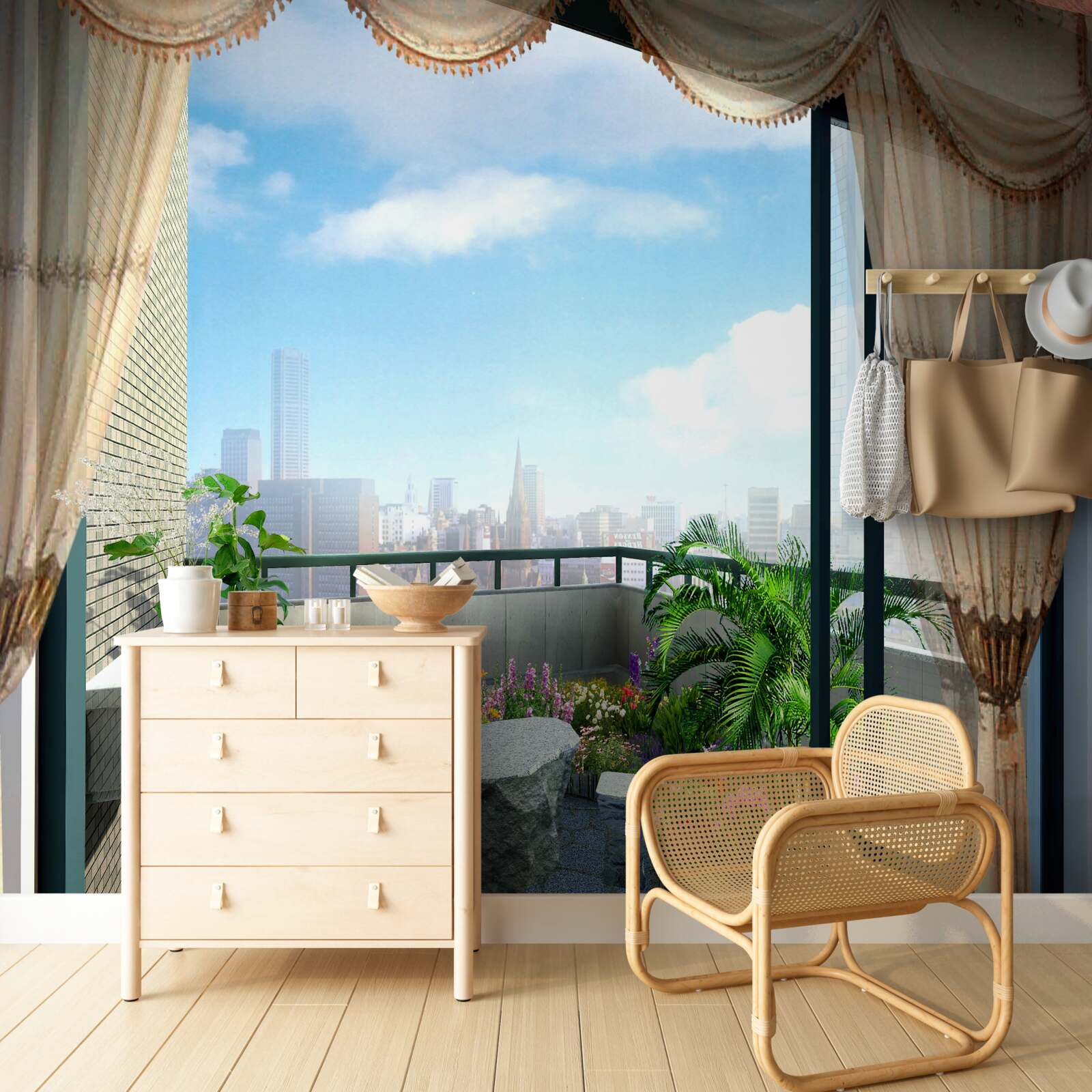 Fototapet plante pentru casa cu loggie deschisă