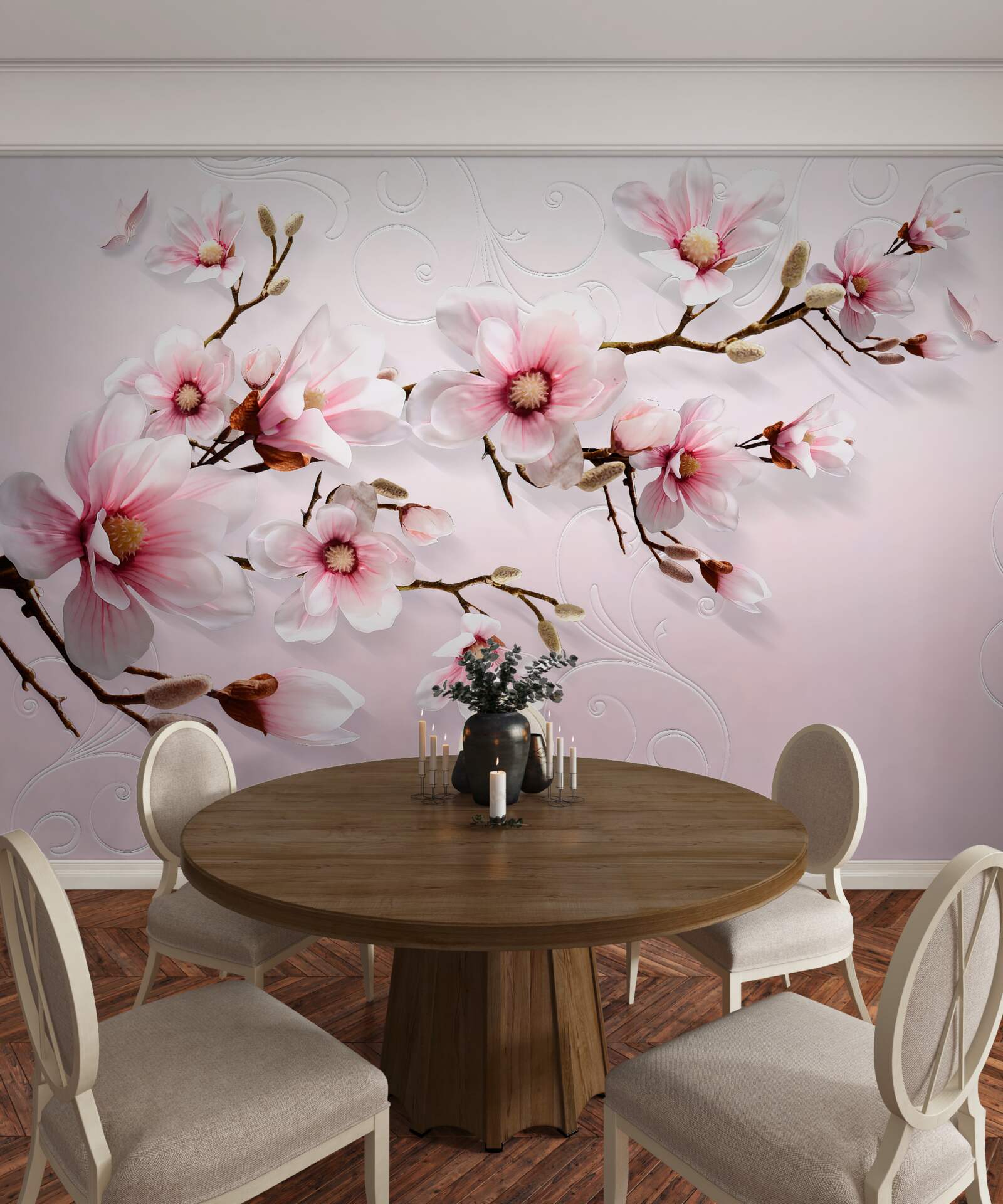 Fototapet pictură de fundal cu motive florale