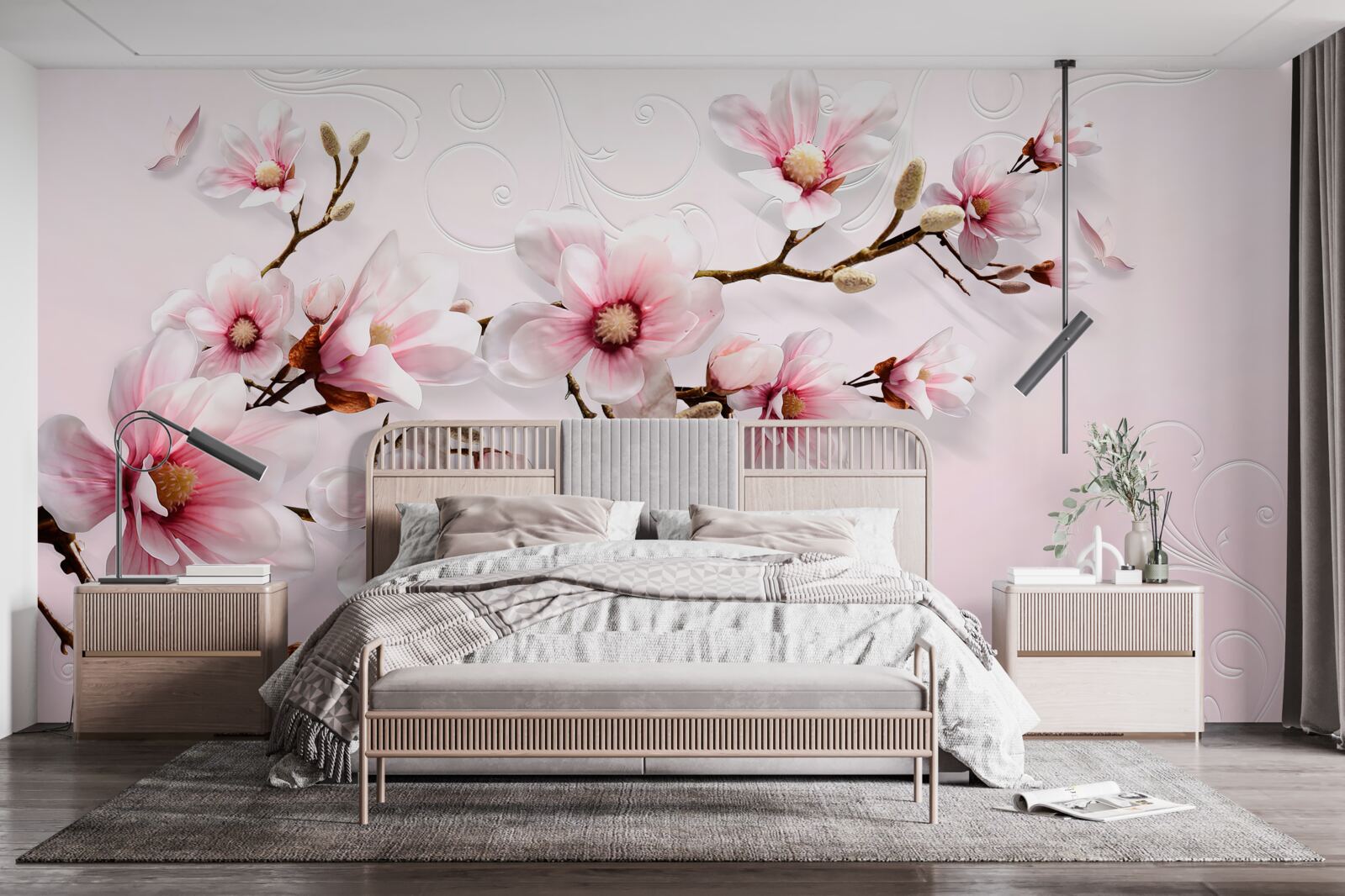 Fototapet pictură de fundal cu motive florale