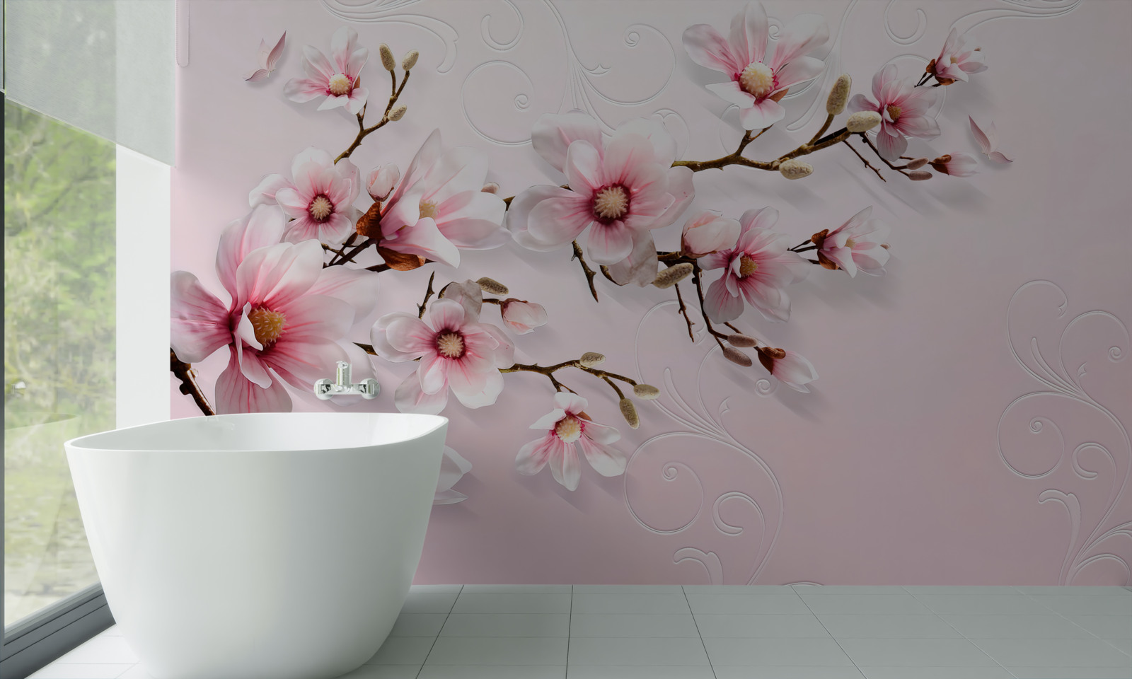 Fototapet pictură de fundal cu motive florale