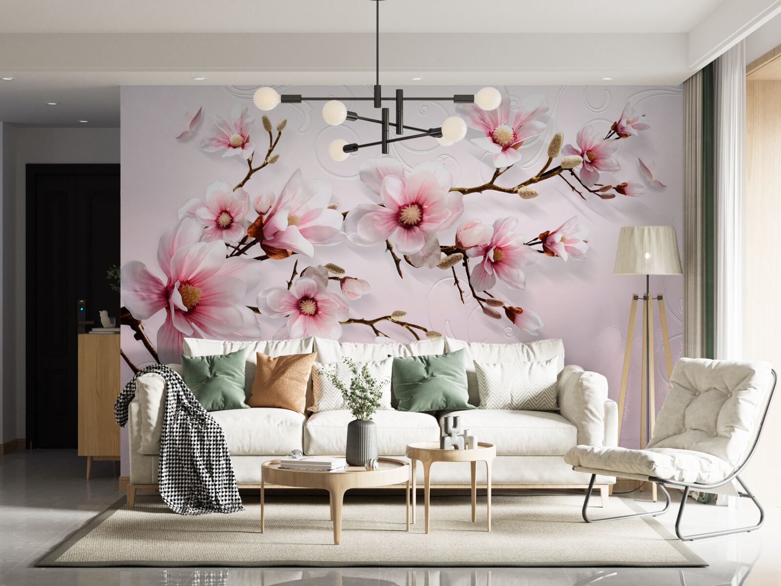 Fototapet pictură de fundal cu motive florale