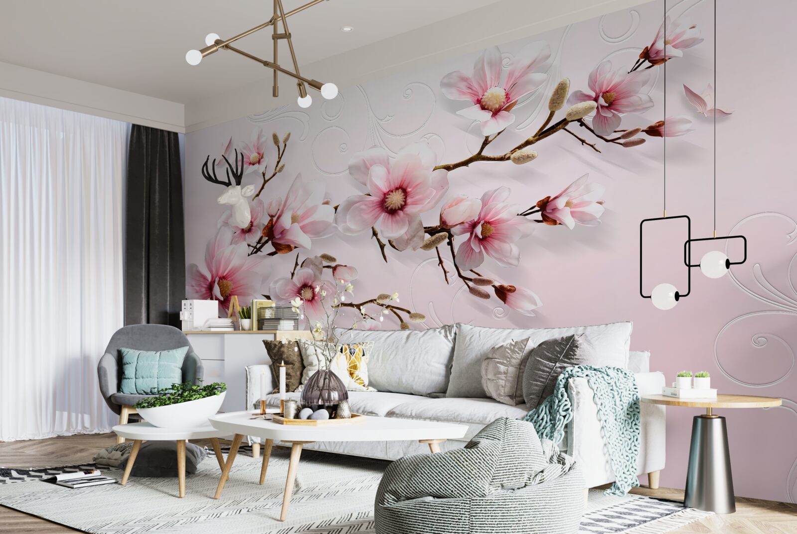 Fototapet pictură de fundal cu motive florale