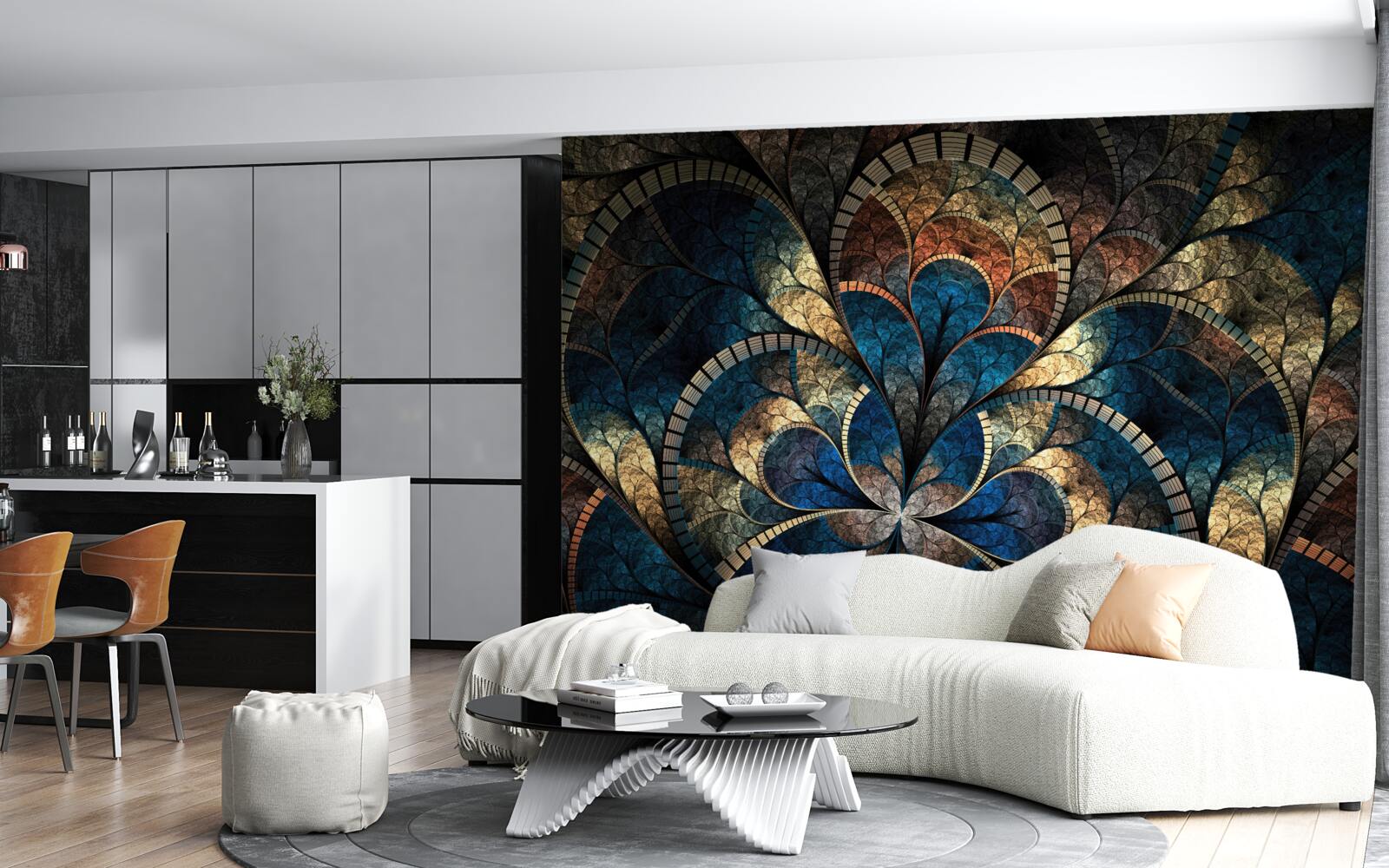 Fototapet cifre albastru închis și auriu