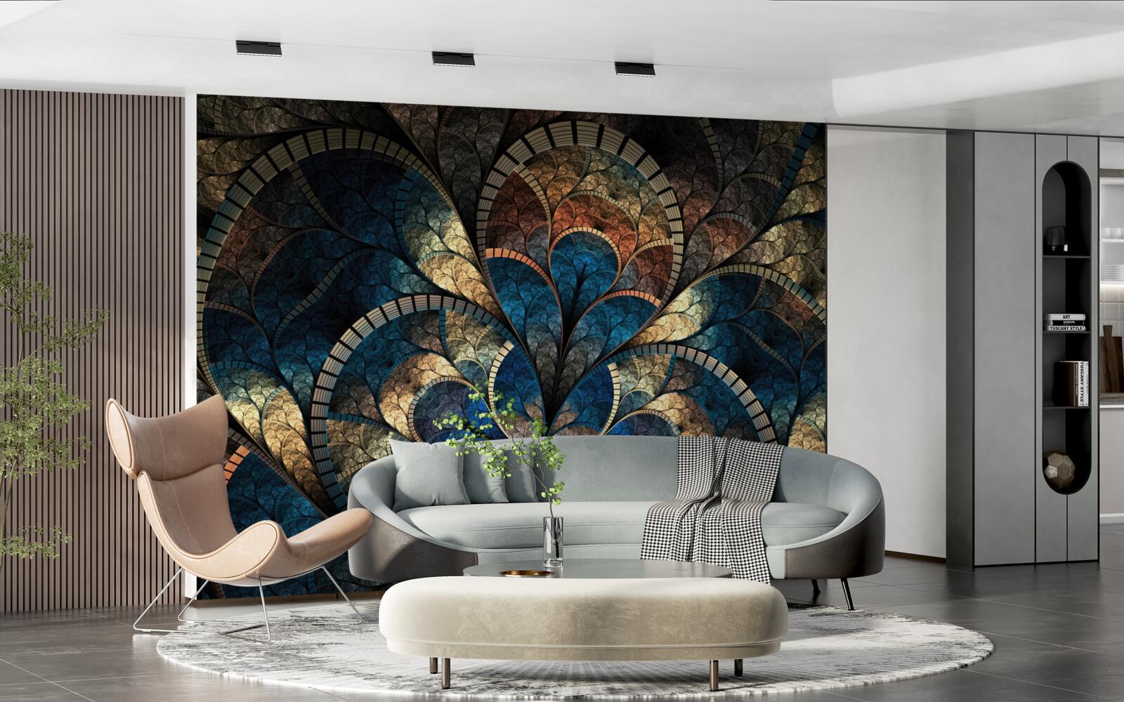 Fototapet cifre albastru închis și auriu