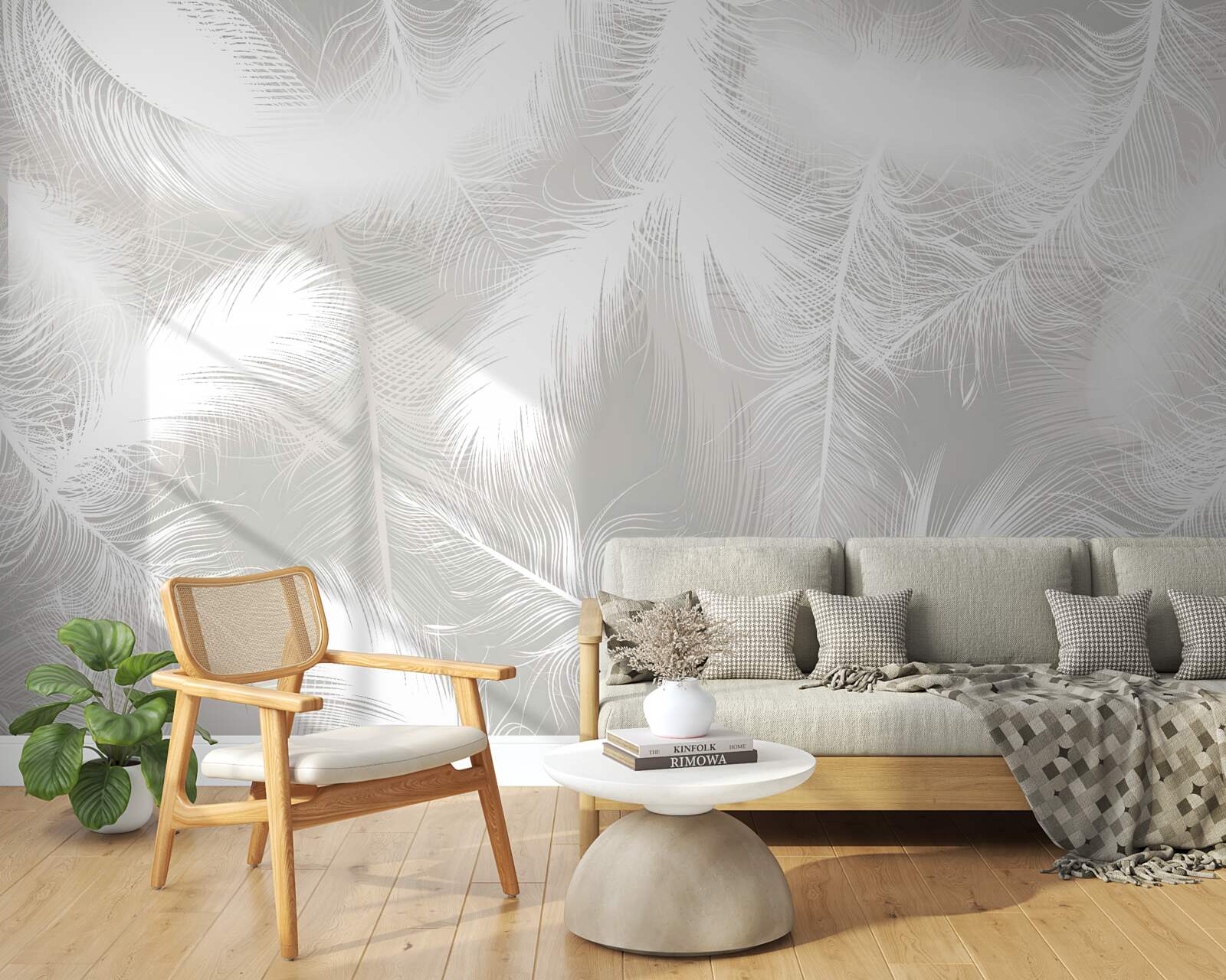 Fototapet pene albe ca zăpada în fundal