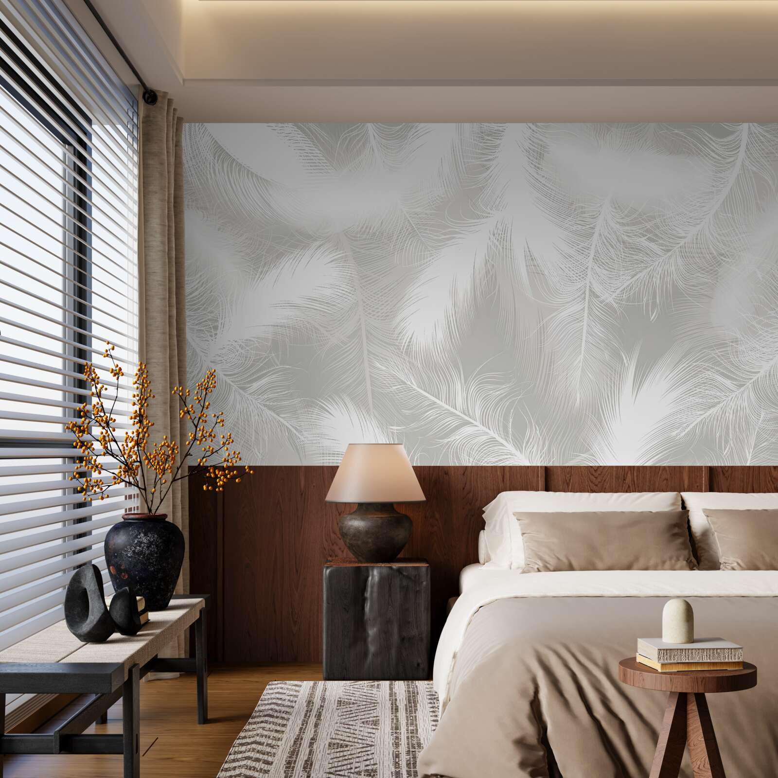 Fototapet pene albe ca zăpada în fundal