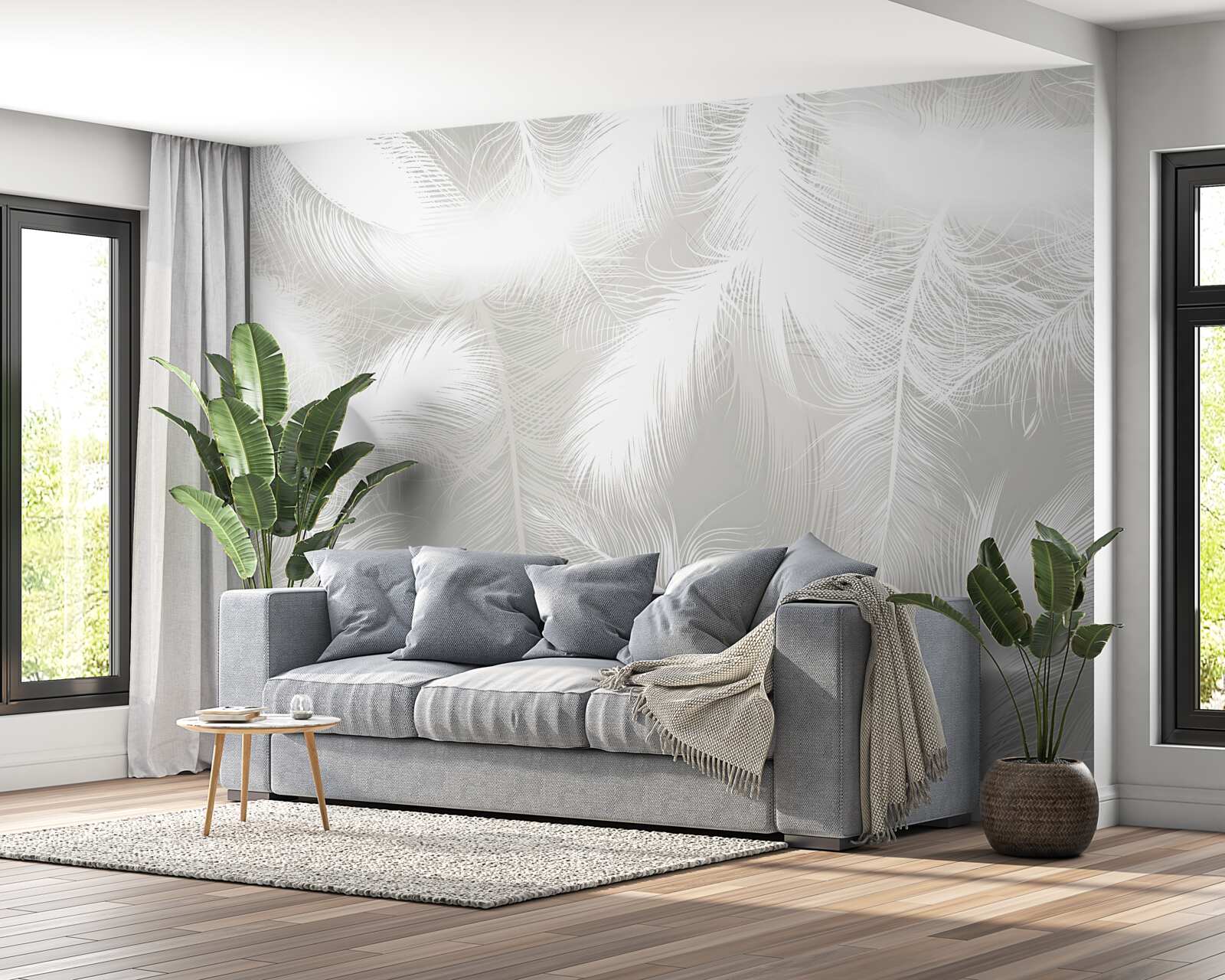 Fototapet pene albe ca zăpada în fundal