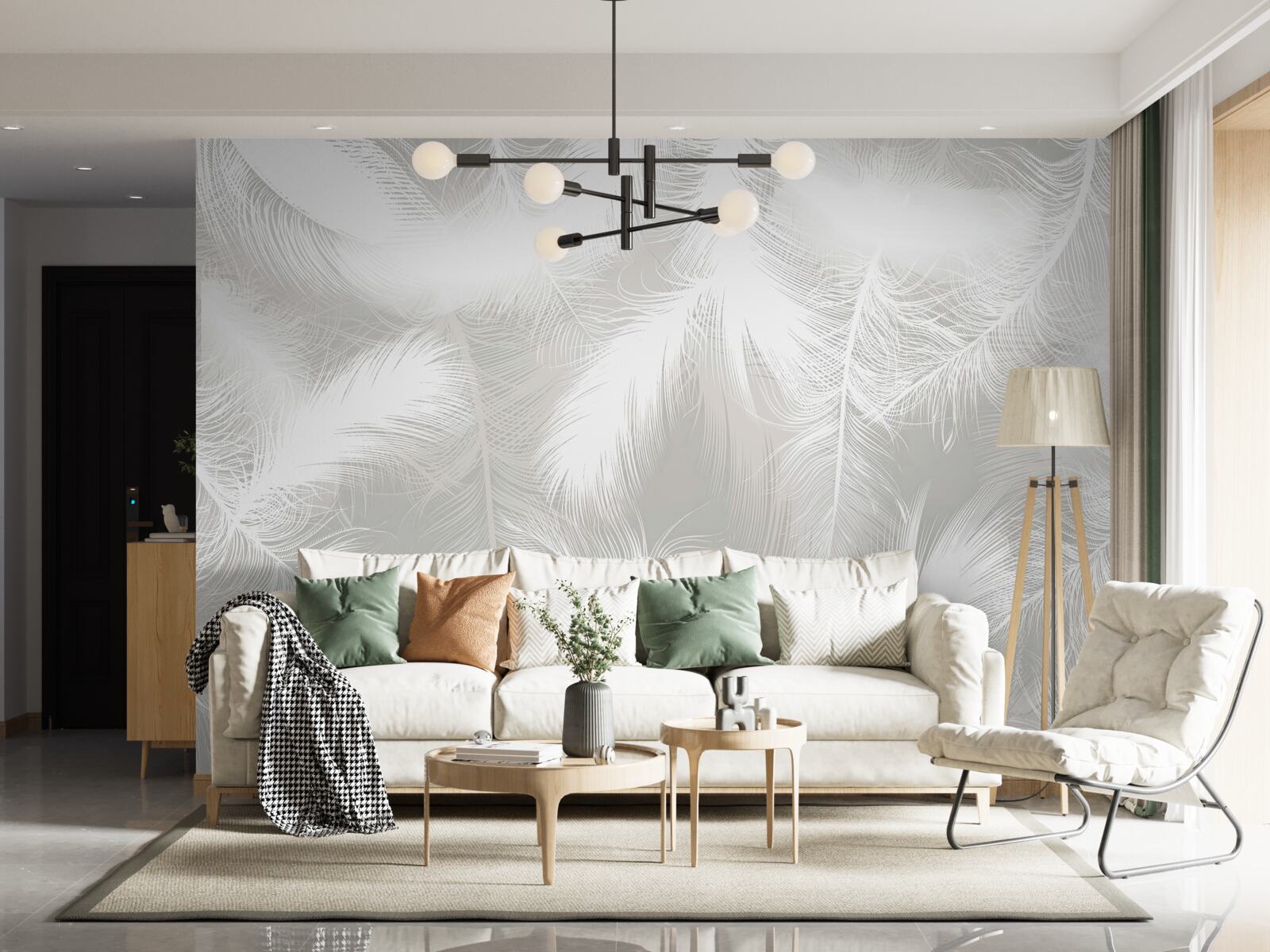 Fototapet pene albe ca zăpada în fundal