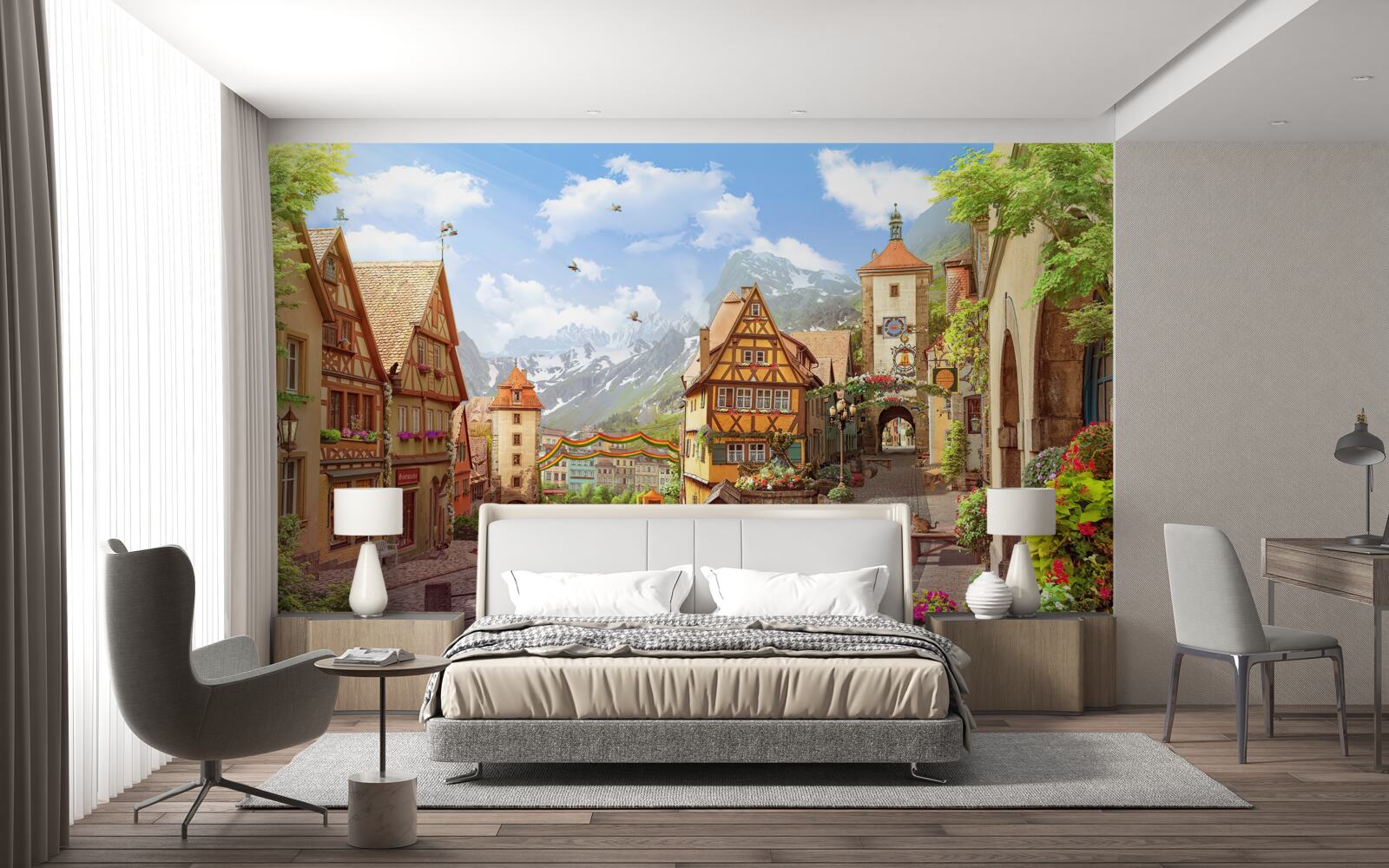 Fototapet oraș mic și plăcut