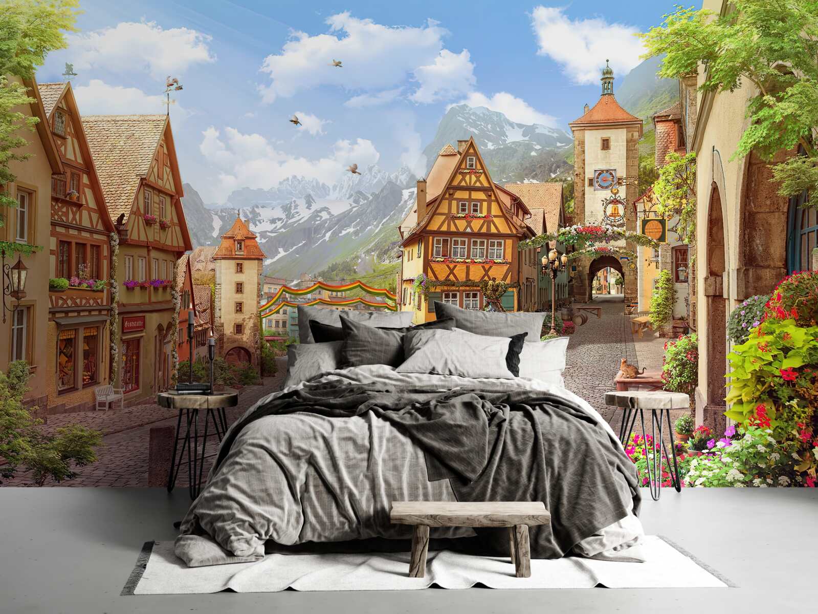 Fototapet oraș mic și plăcut