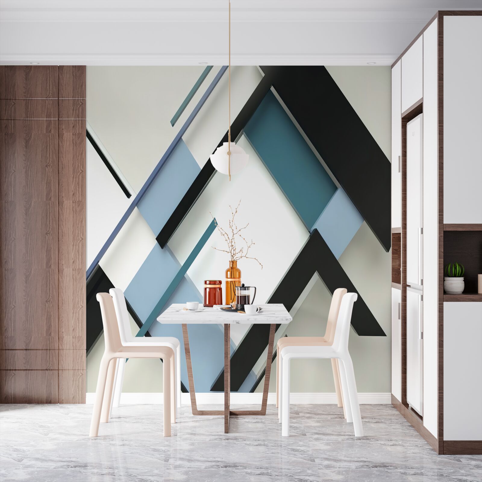 Fototapet linii albastre și negre