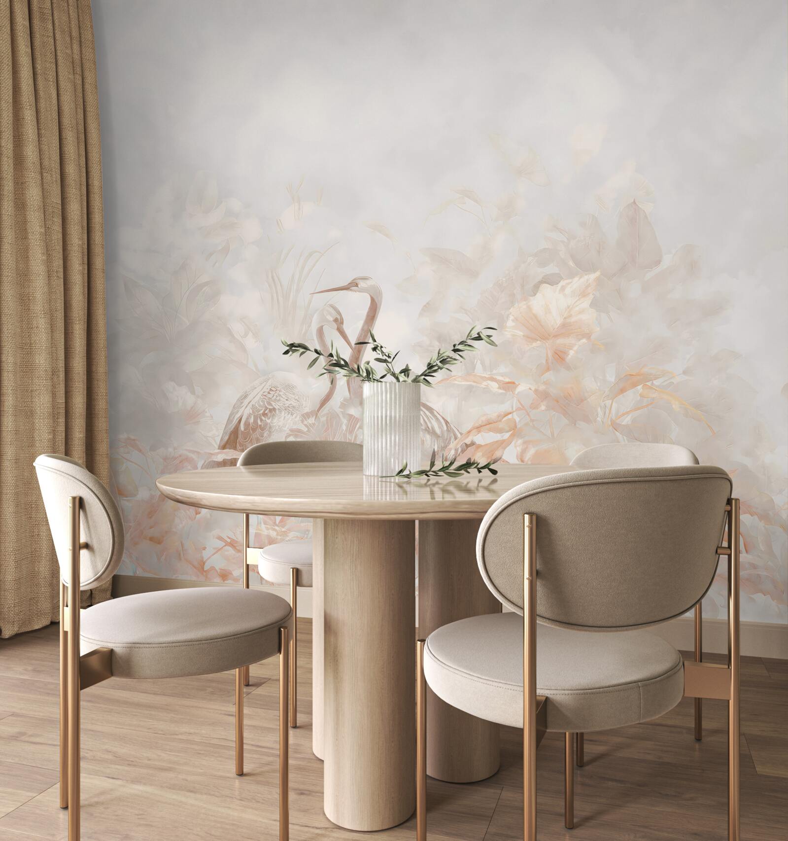 Fototapet două păsări printre verdeață