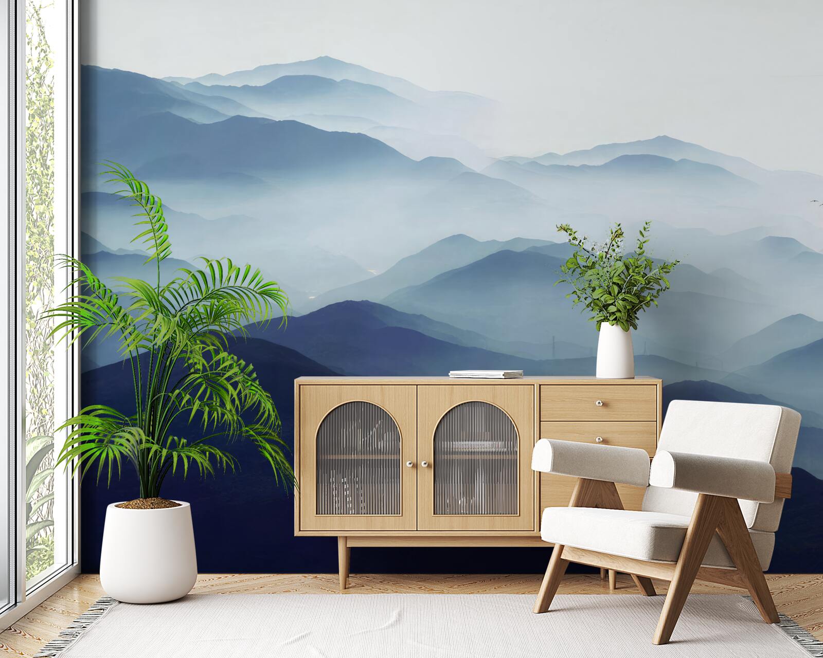 Fototapet dealuri învăluite în ceață groasă