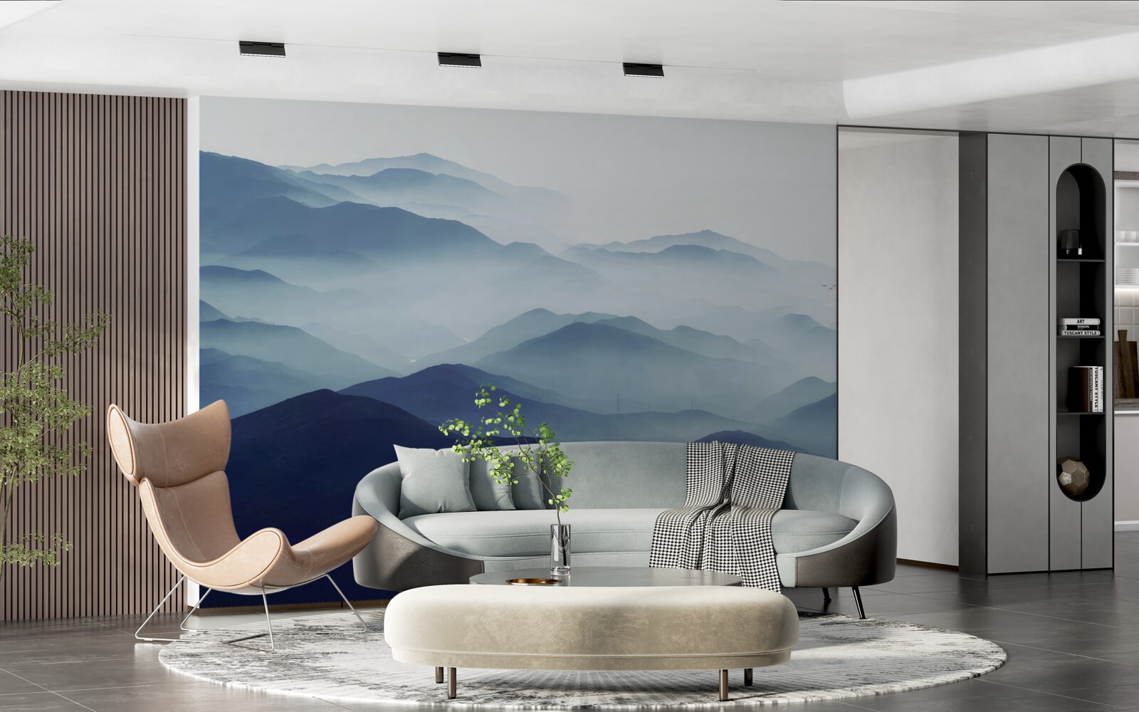 Fototapet dealuri învăluite în ceață groasă