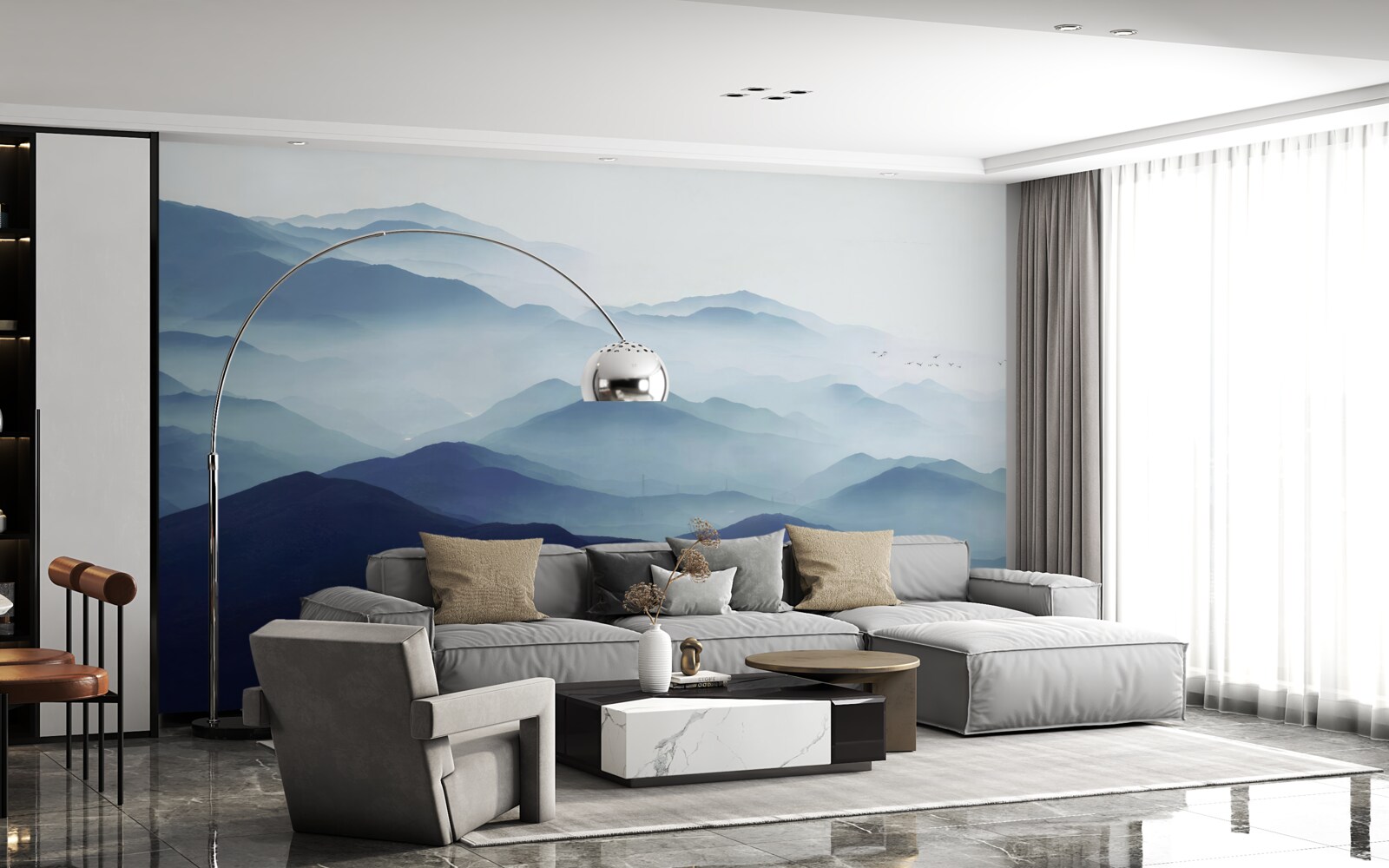 Fototapet dealuri învăluite în ceață groasă