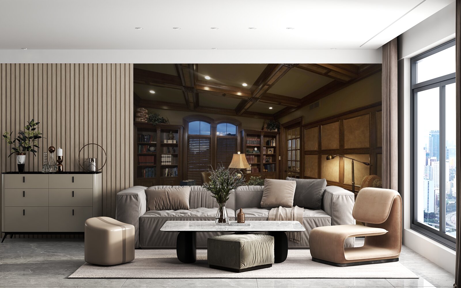 Fototapet birou acasă cu echipament