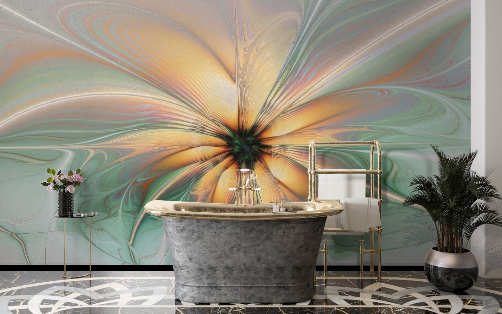 Fototapet culorile s-au revărsat pentru a forma o floare