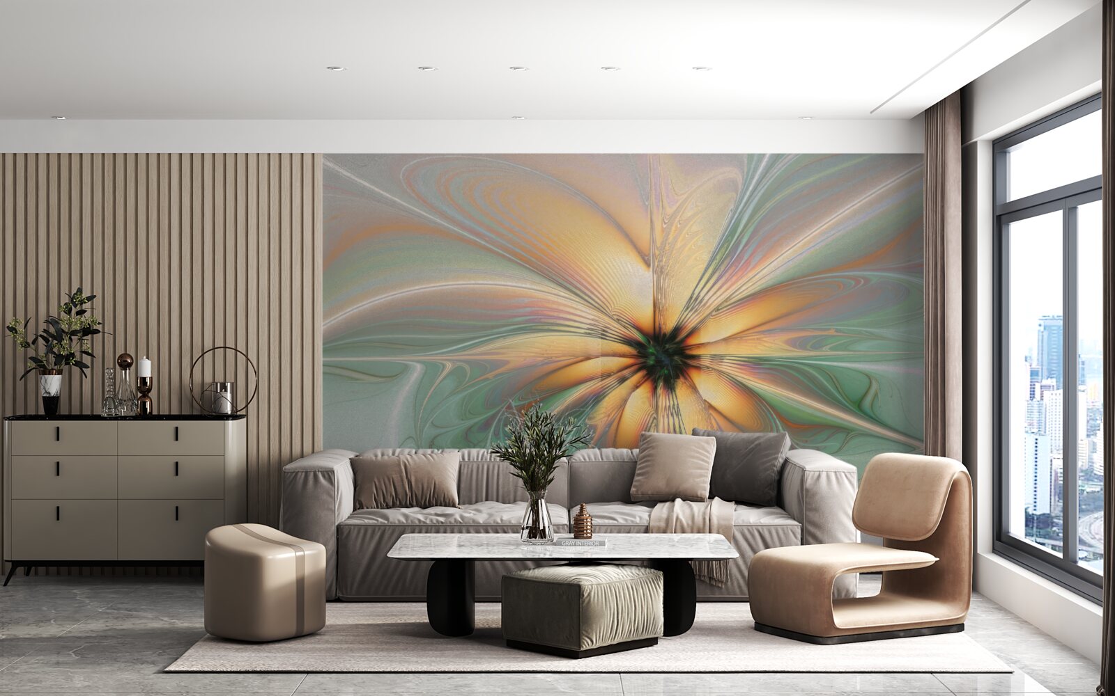 Fototapet culorile s-au revărsat pentru a forma o floare