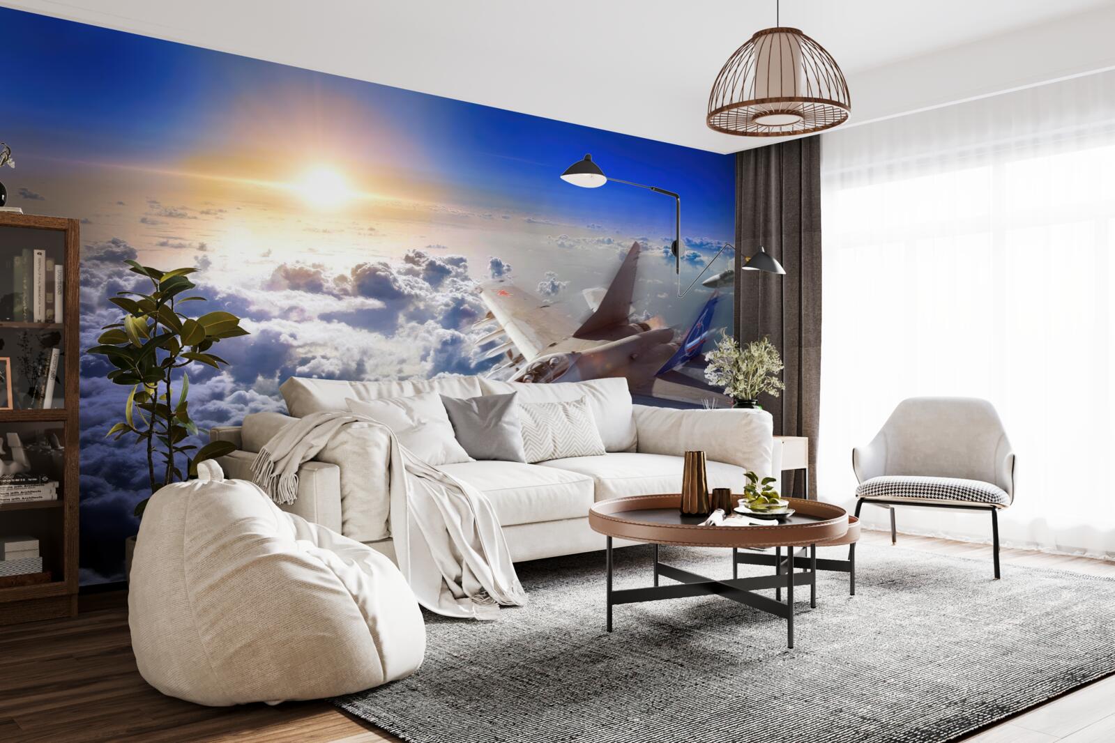 Fototapet avioane de luptă zboară printre nori