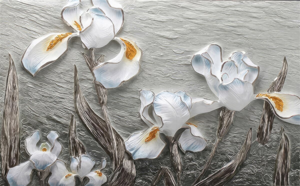 Fototapet flori albe voluminoase prezentate în fotografie