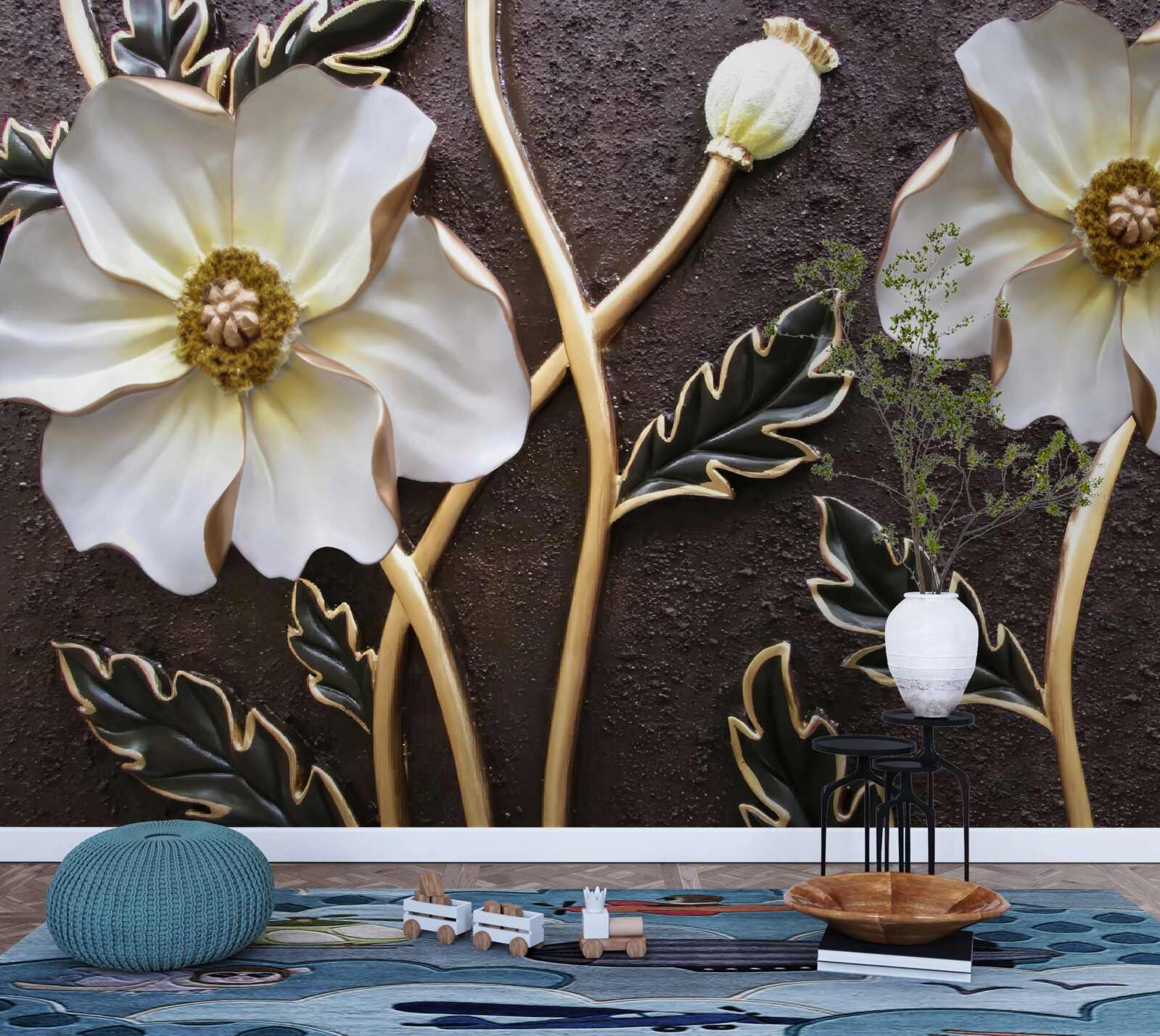 Fototapet flori albe mari