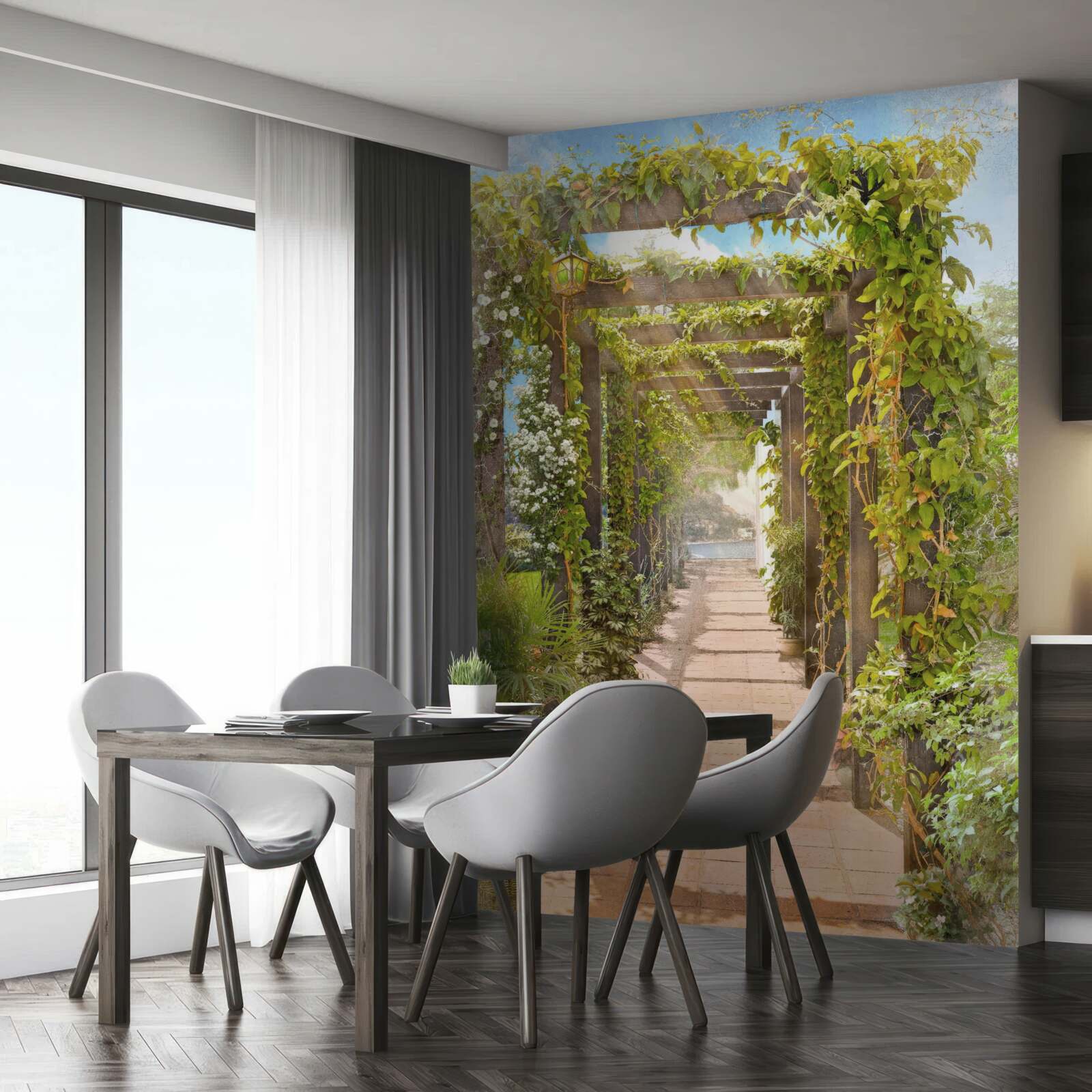 Fototapet traversând o verdeață încâlcită