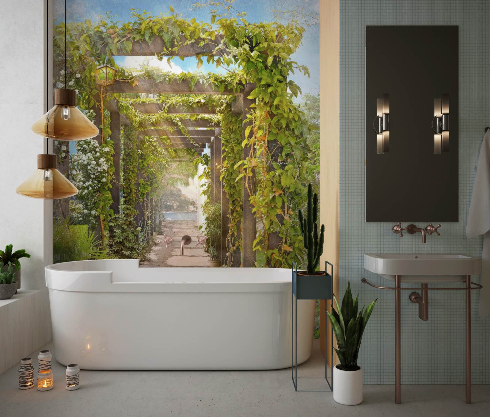 Fototapet traversând o verdeață încâlcită