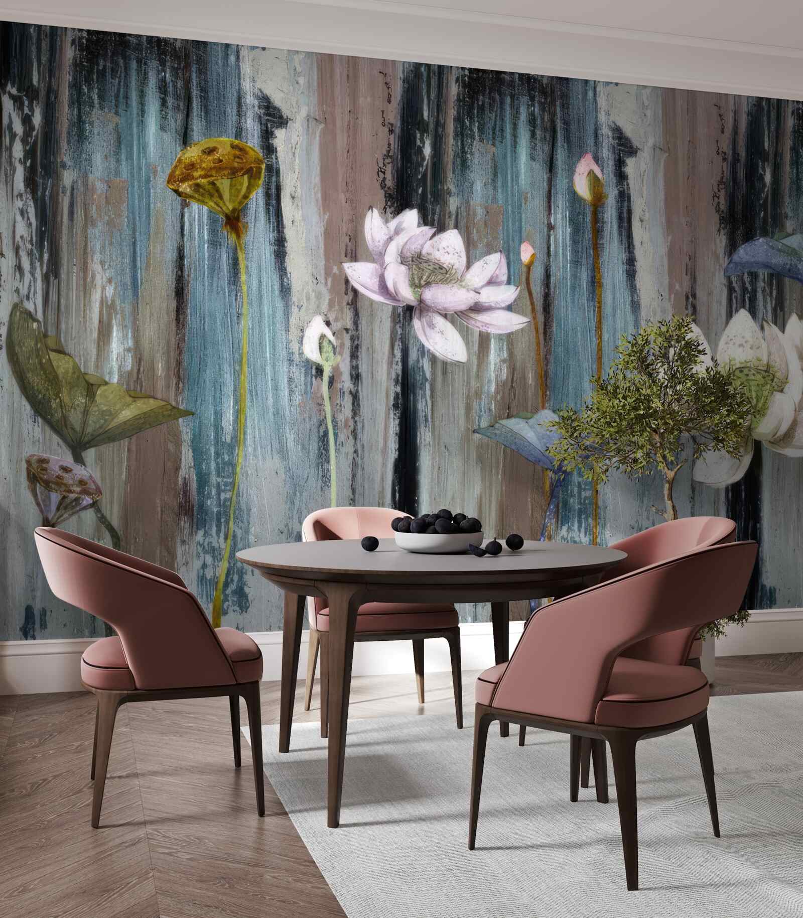 Fototapet vopsele și tușe florale