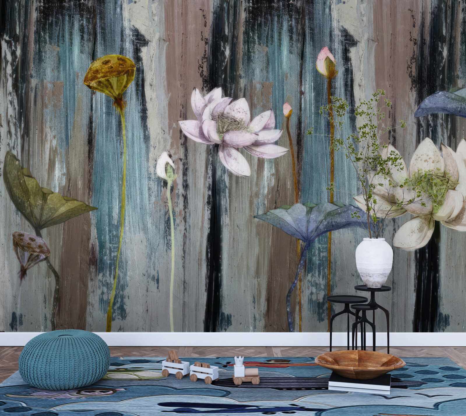 Fototapet vopsele și tușe florale