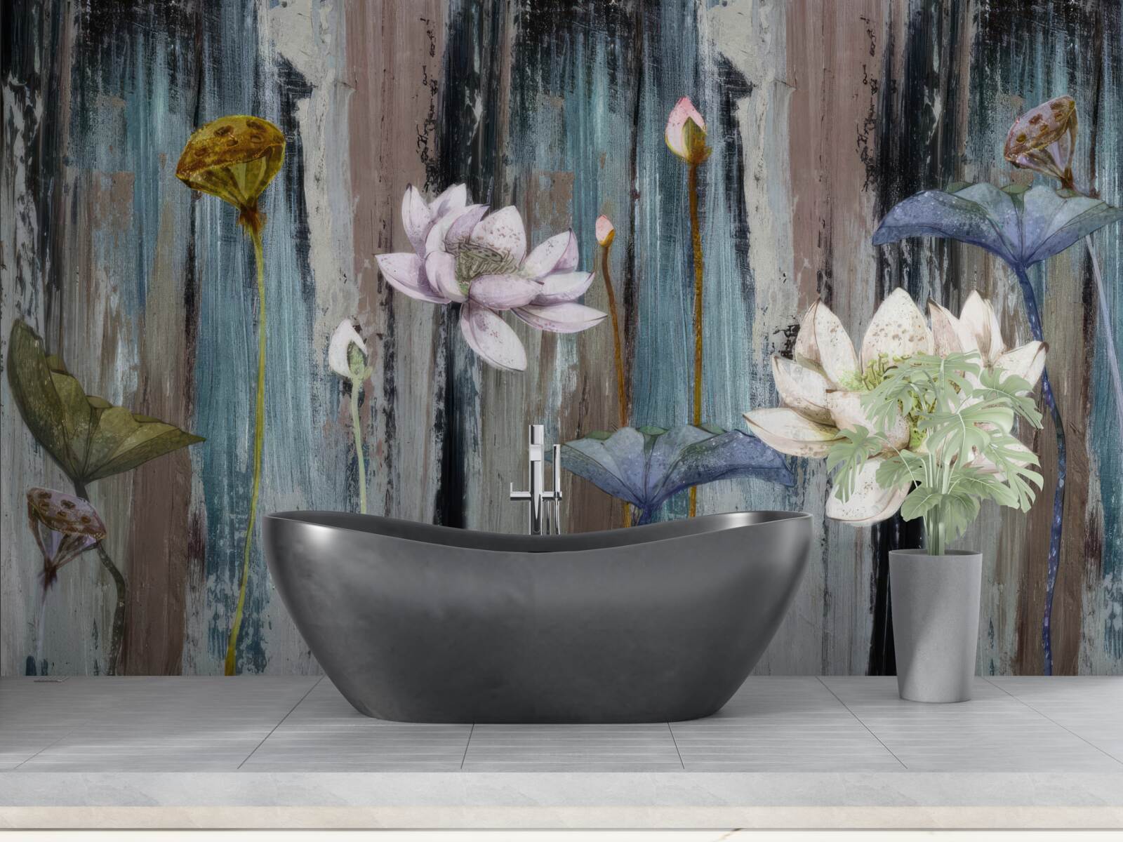 Fototapet vopsele și tușe florale