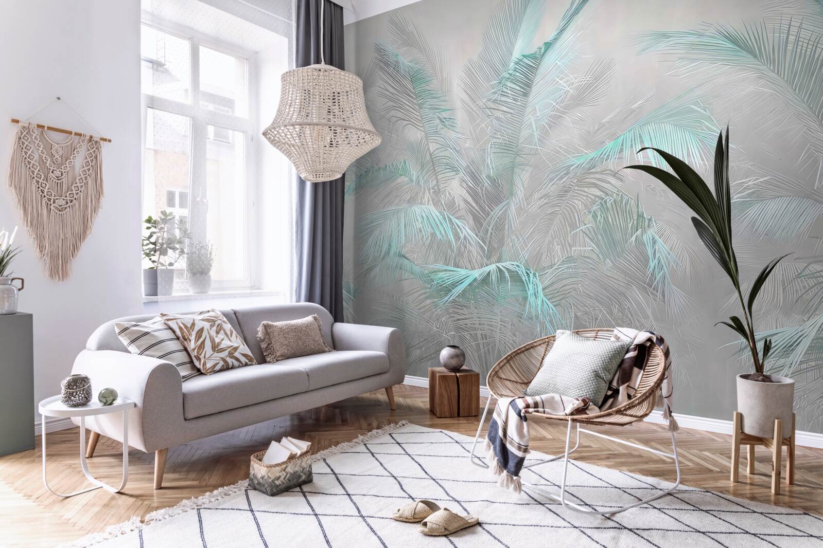 Fototapet ceață care învăluie frunzele