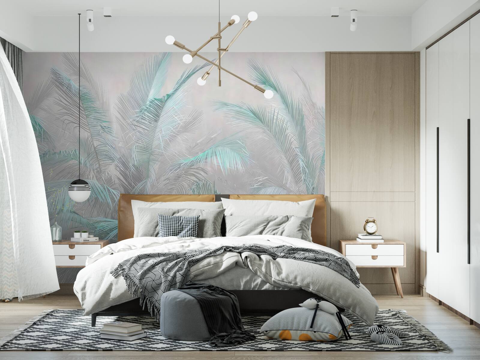 Fototapet ceață care învăluie frunzele