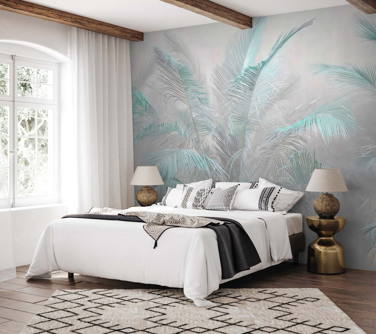 Fototapet ceață care învăluie frunzele