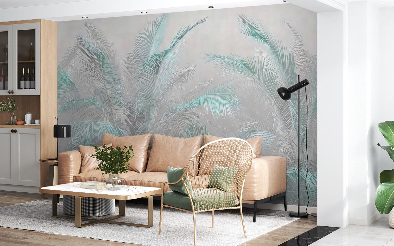 Fototapet ceață care învăluie frunzele