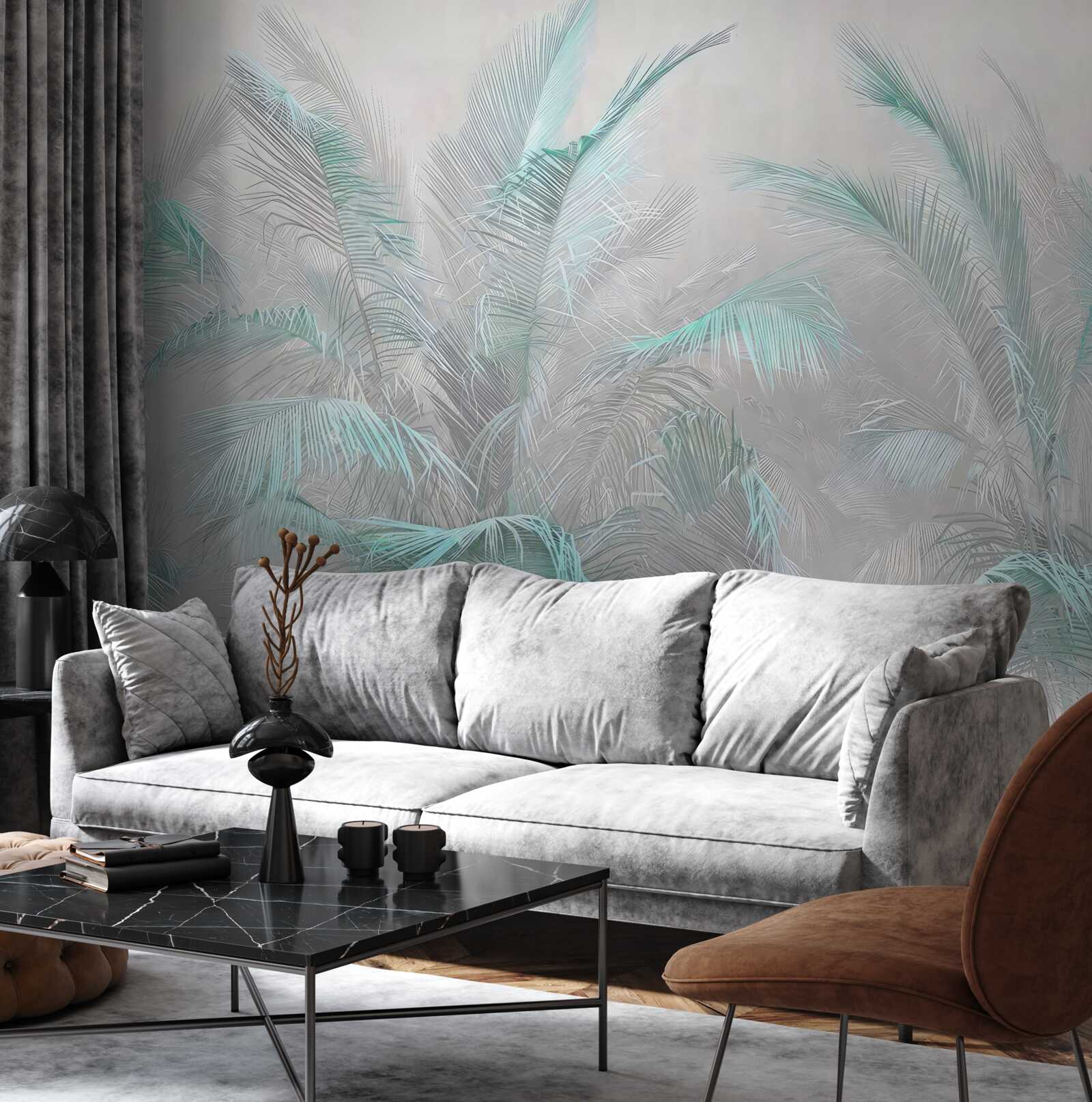 Fototapet ceață care învăluie frunzele