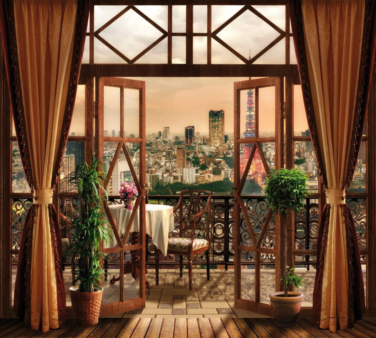 Fototapet vedere impresionantă a orașului de la balcon