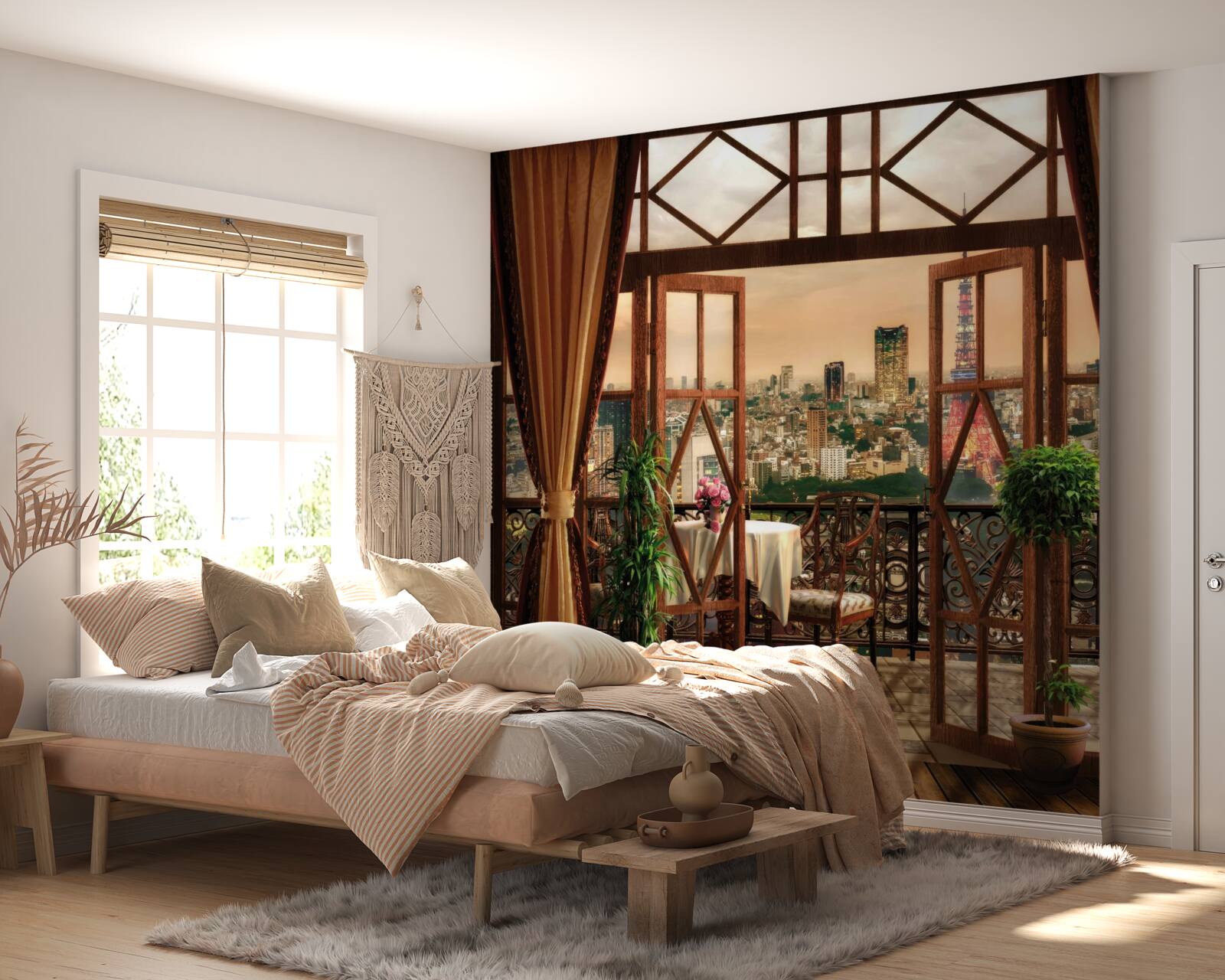 Fototapet vedere impresionantă a orașului de la balcon