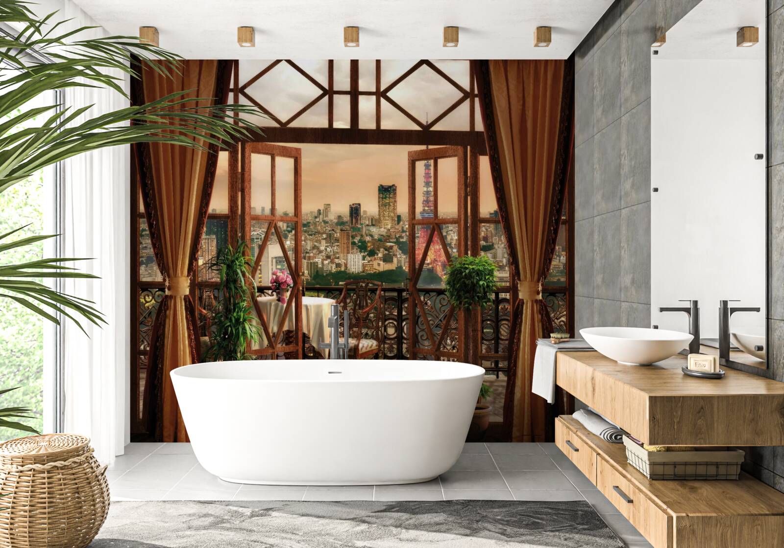 Fototapet vedere impresionantă a orașului de la balcon