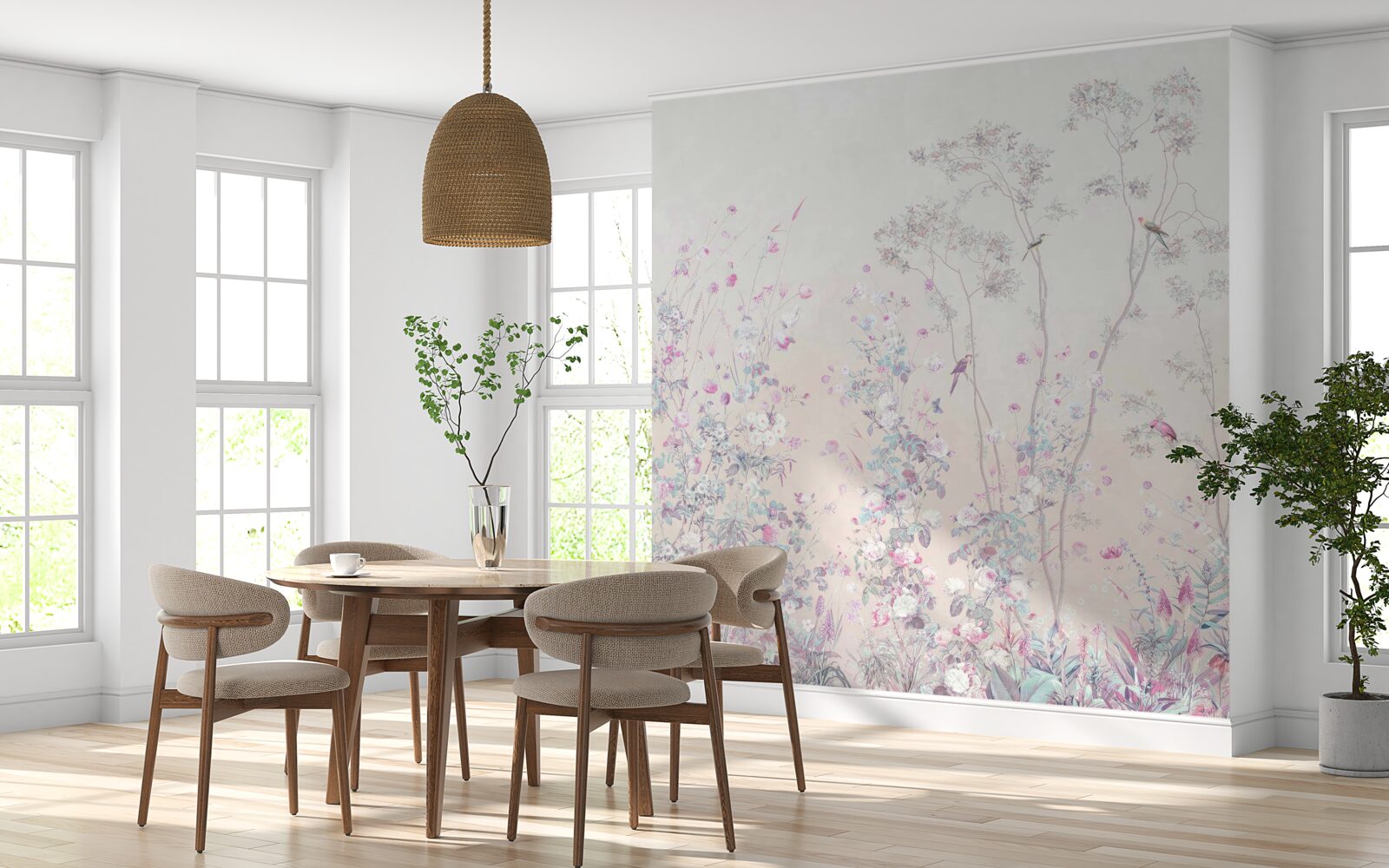 Fototapet păsări cocoțate pe ramurile copacilor