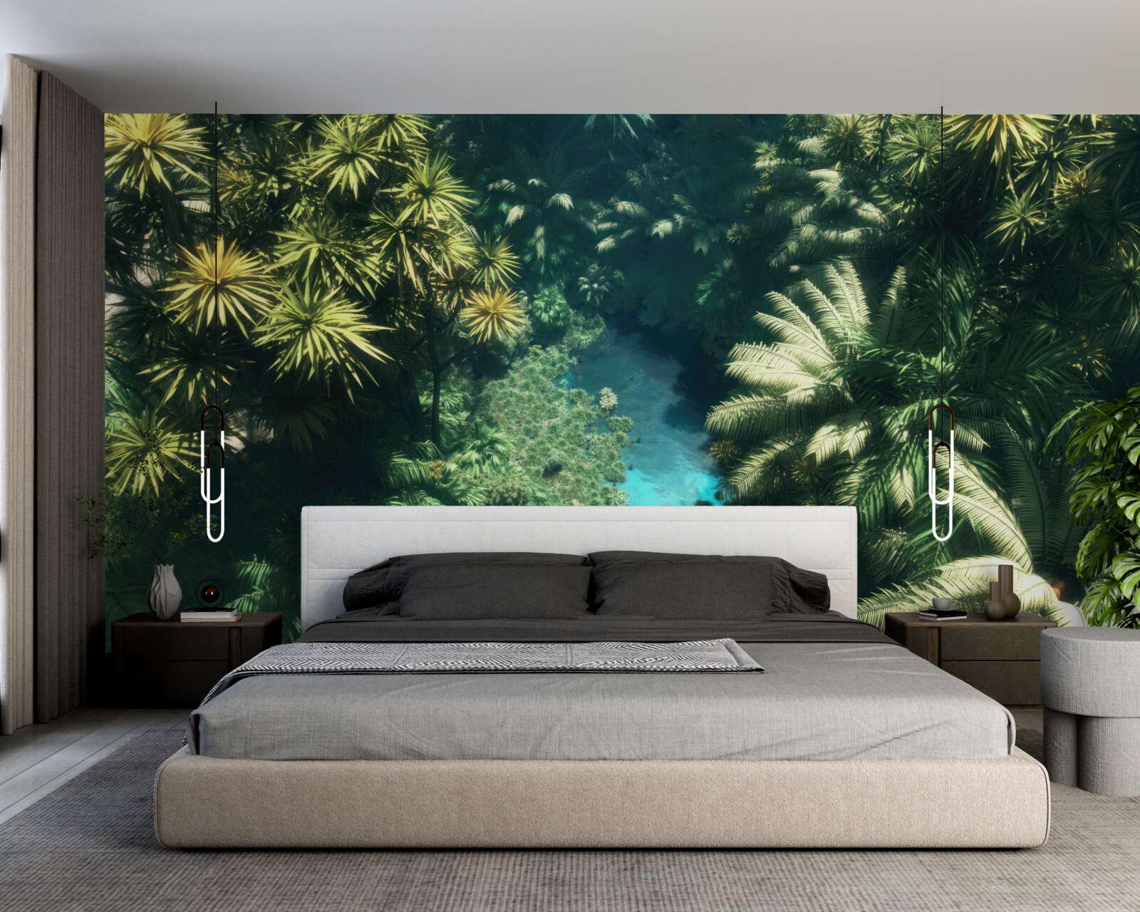 Fototapet vedere panoramică de sus a frunzișului și a suprafeței apei