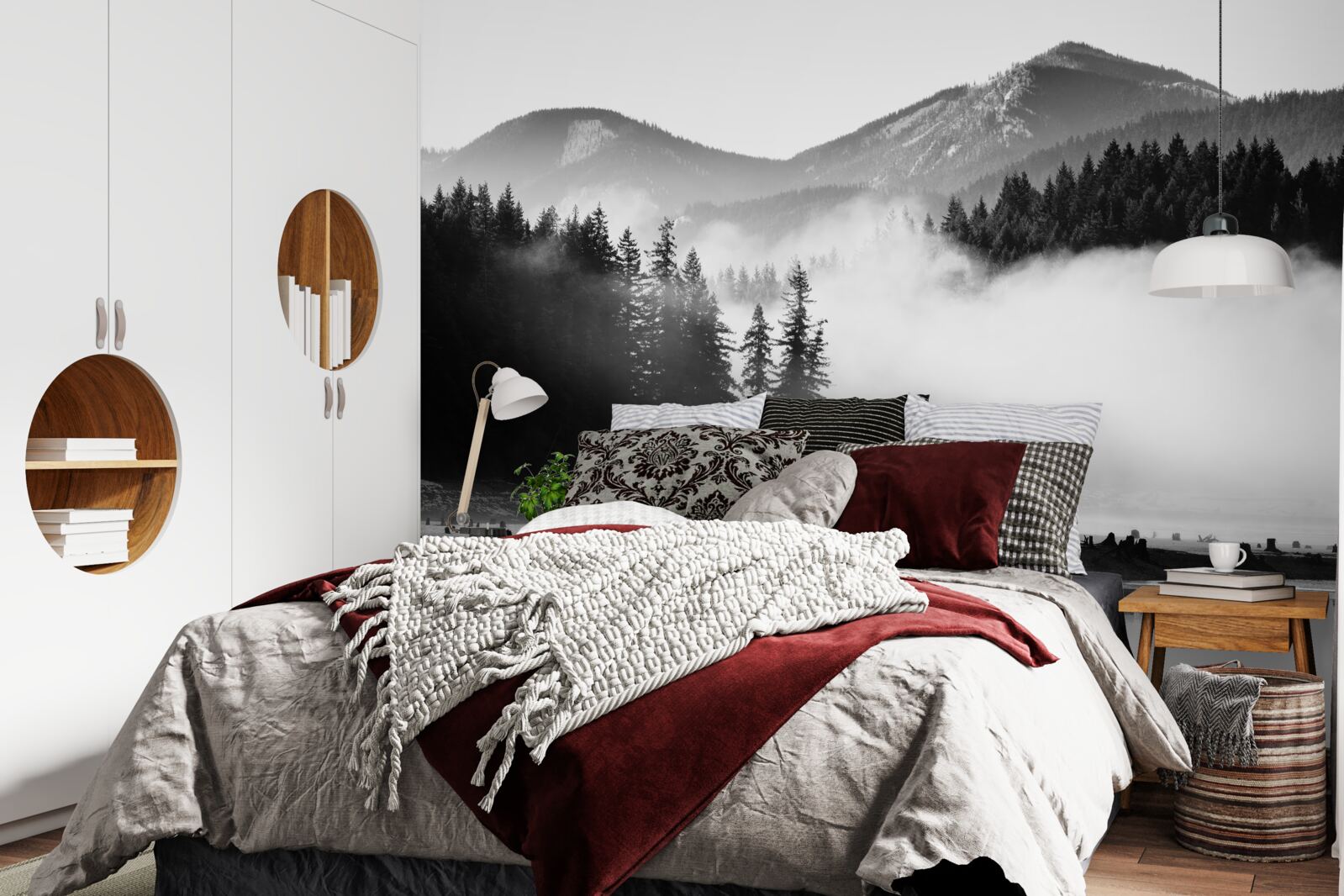 Fototapet vârfuri înzăpezite învăluite în ceață