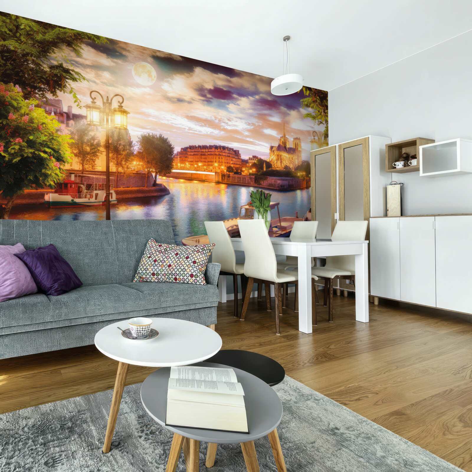 Fototapet iahturi ancorate în portul orașului