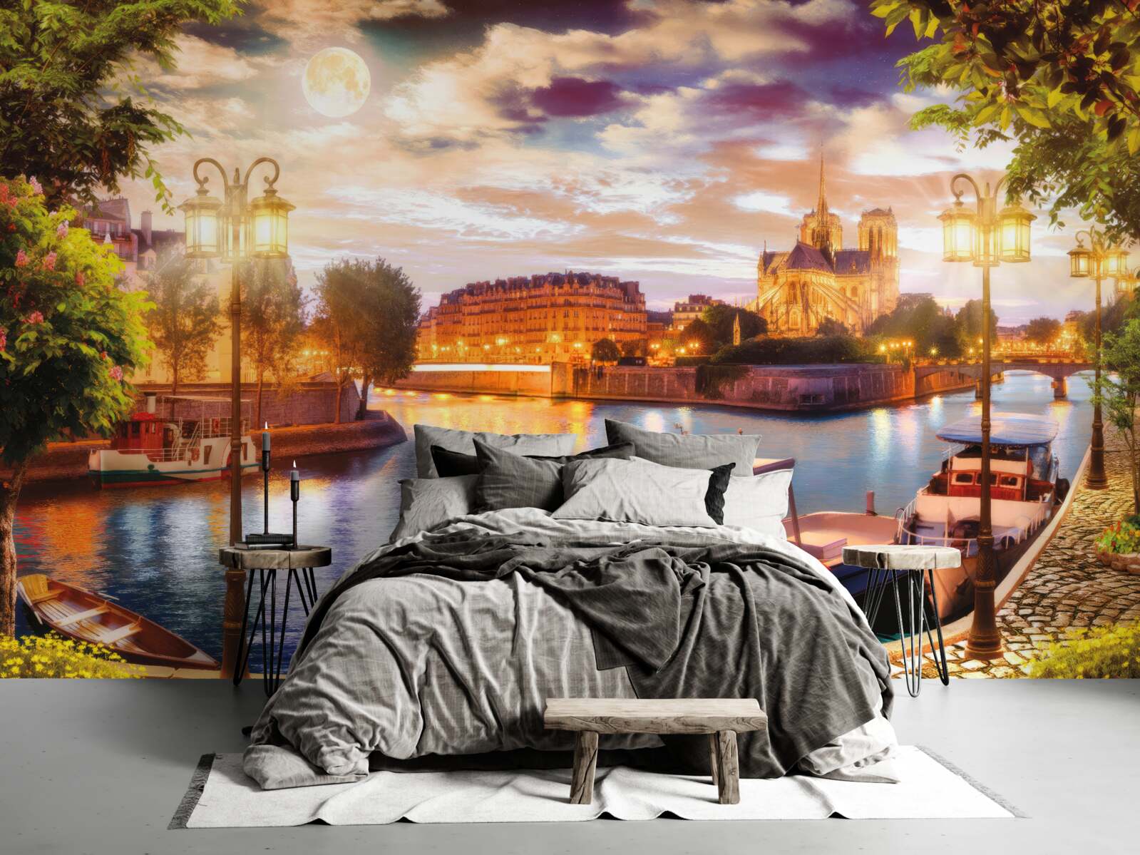 Fototapet iahturi ancorate în portul orașului