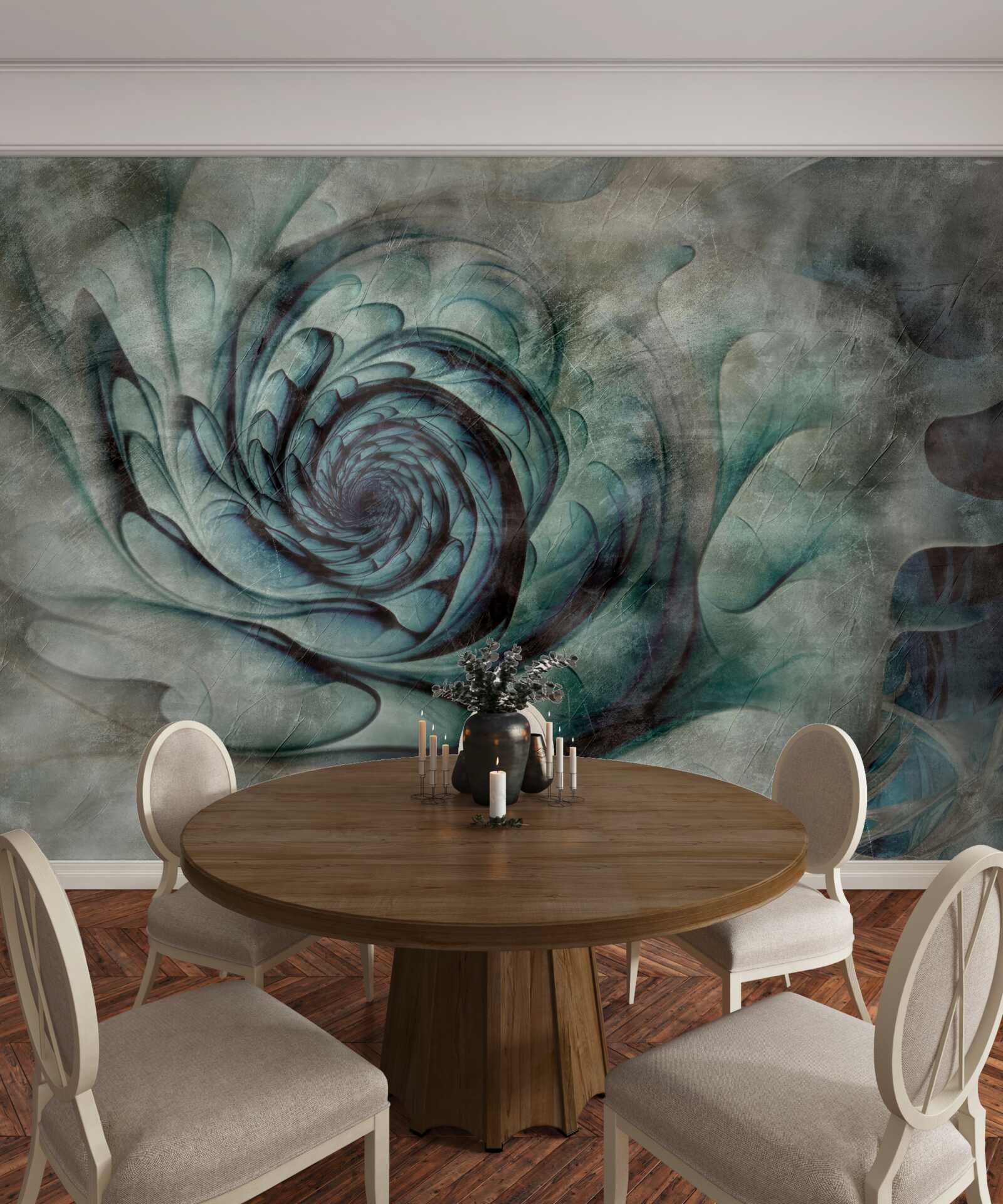 Fototapet tușe de pensulă care creează o imagine a unei flori