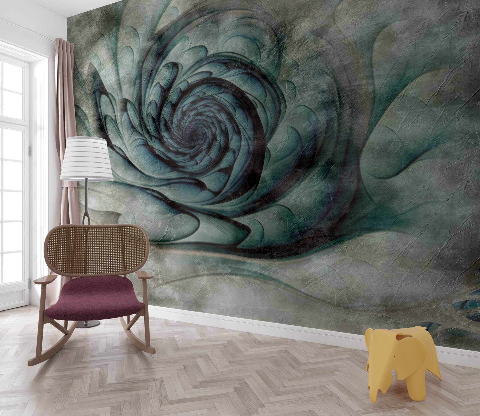 Fototapet tușe de pensulă care creează o imagine a unei flori