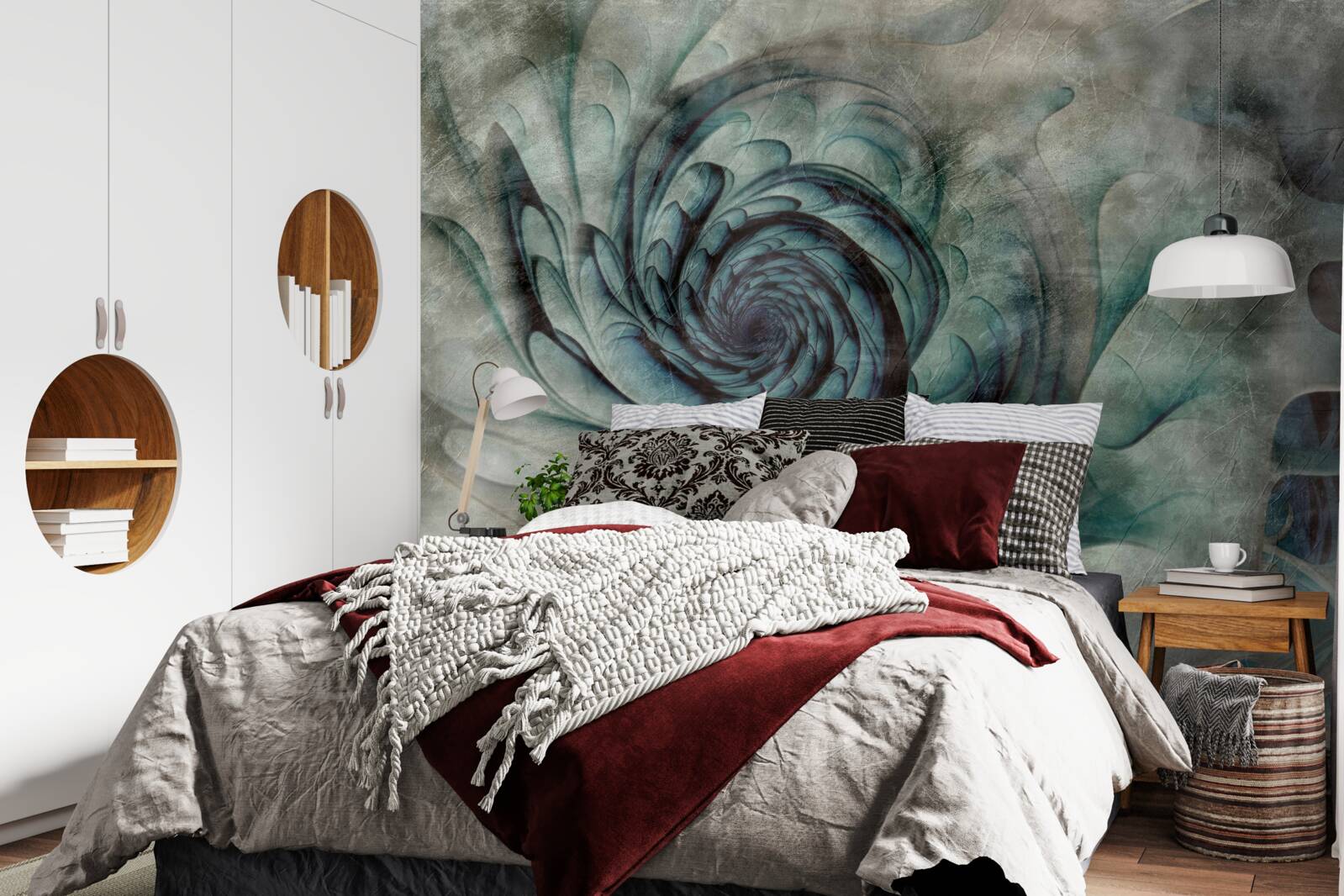 Fototapet tușe de pensulă care creează o imagine a unei flori