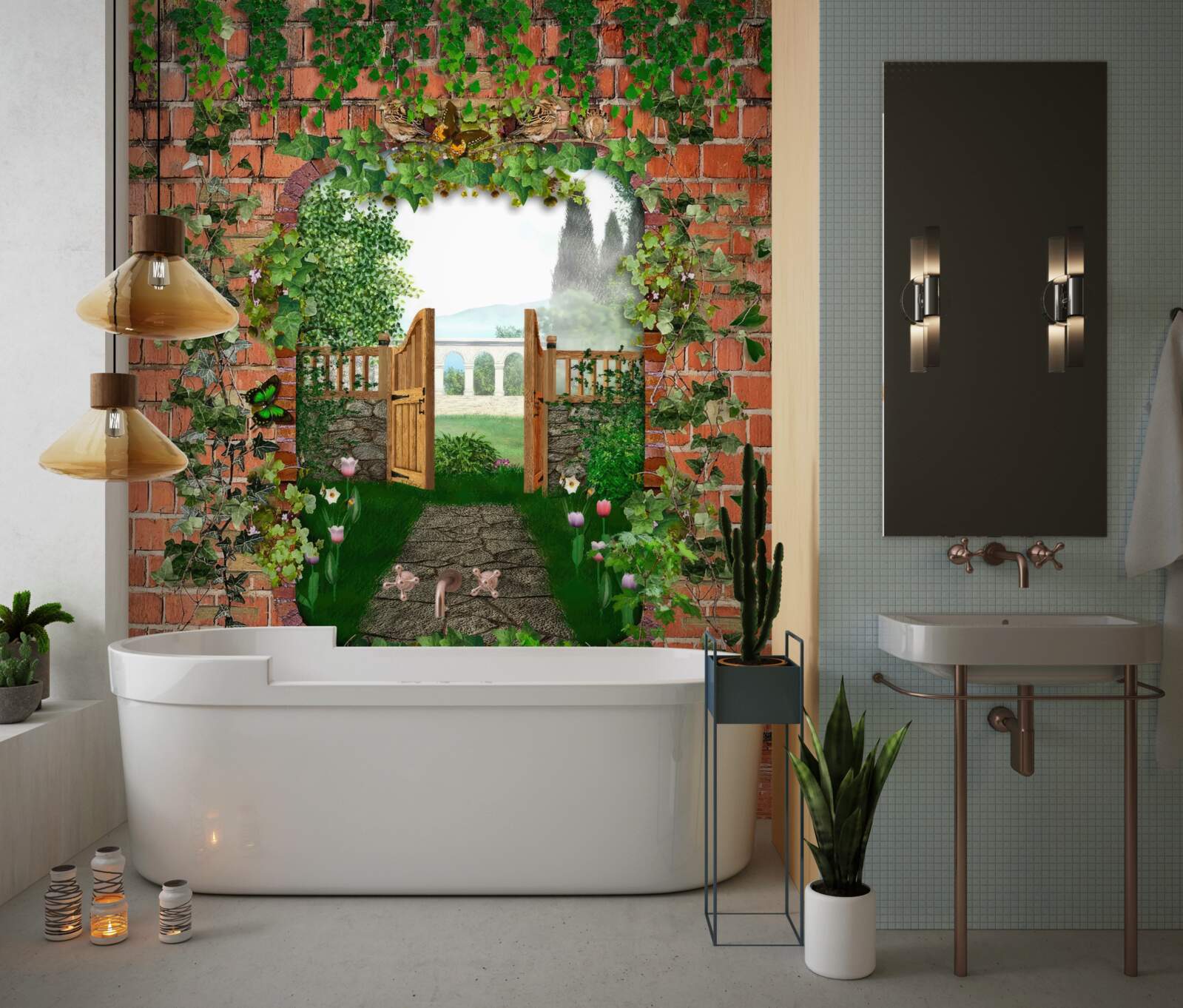 Fototapet o gaură în perete care deschide calea către o lume secretă