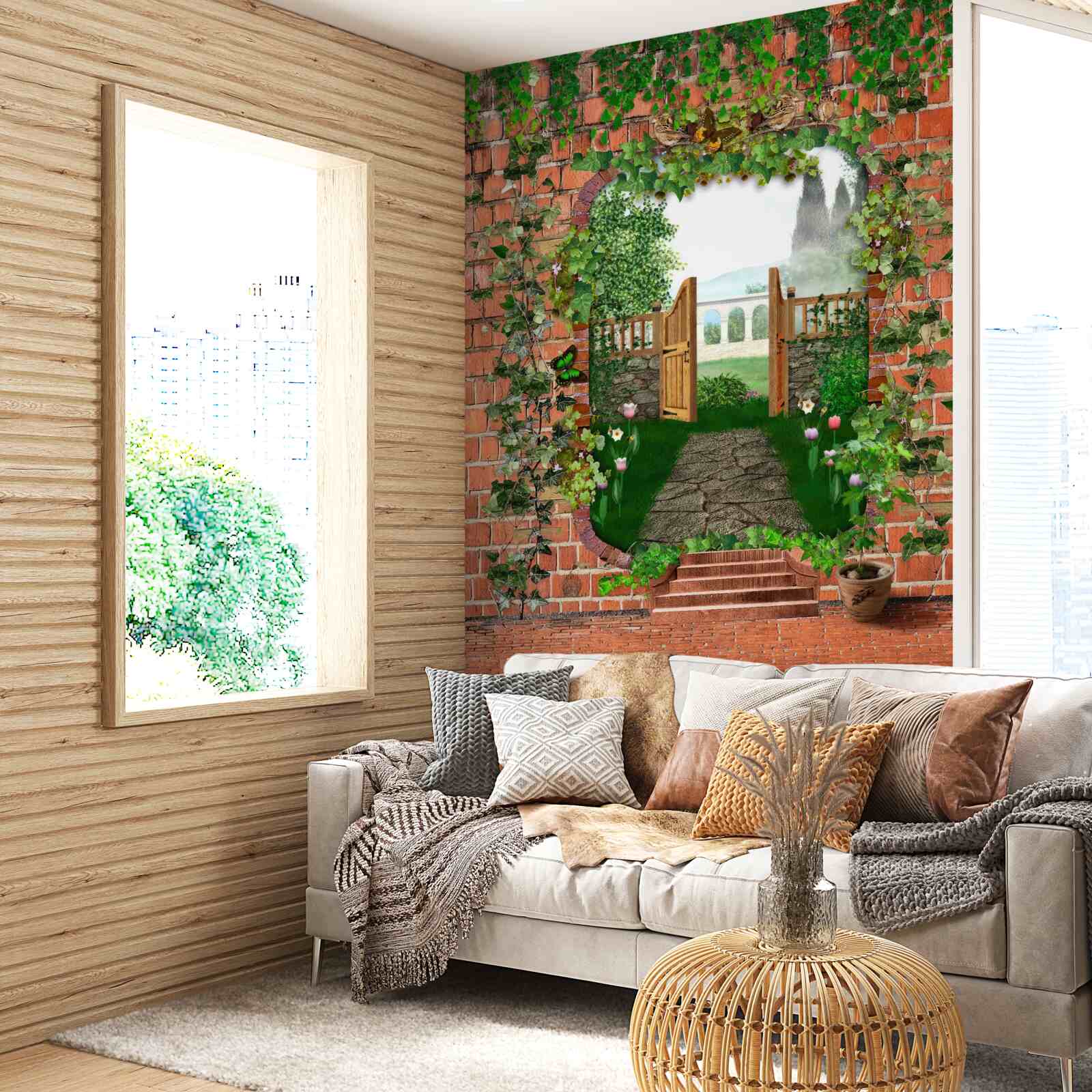 Fototapet o gaură în perete care deschide calea către o lume secretă